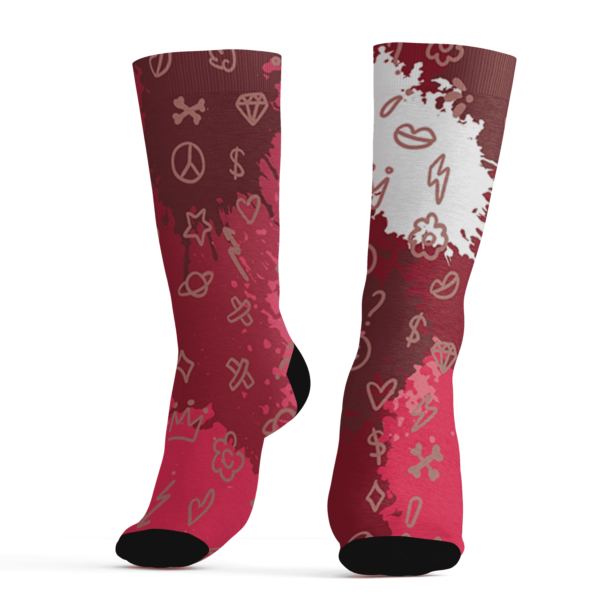High 85 Metallic Burgundy 1s Socks Match Hustle Grind Pray 3D All-Over Print - NastyJamz