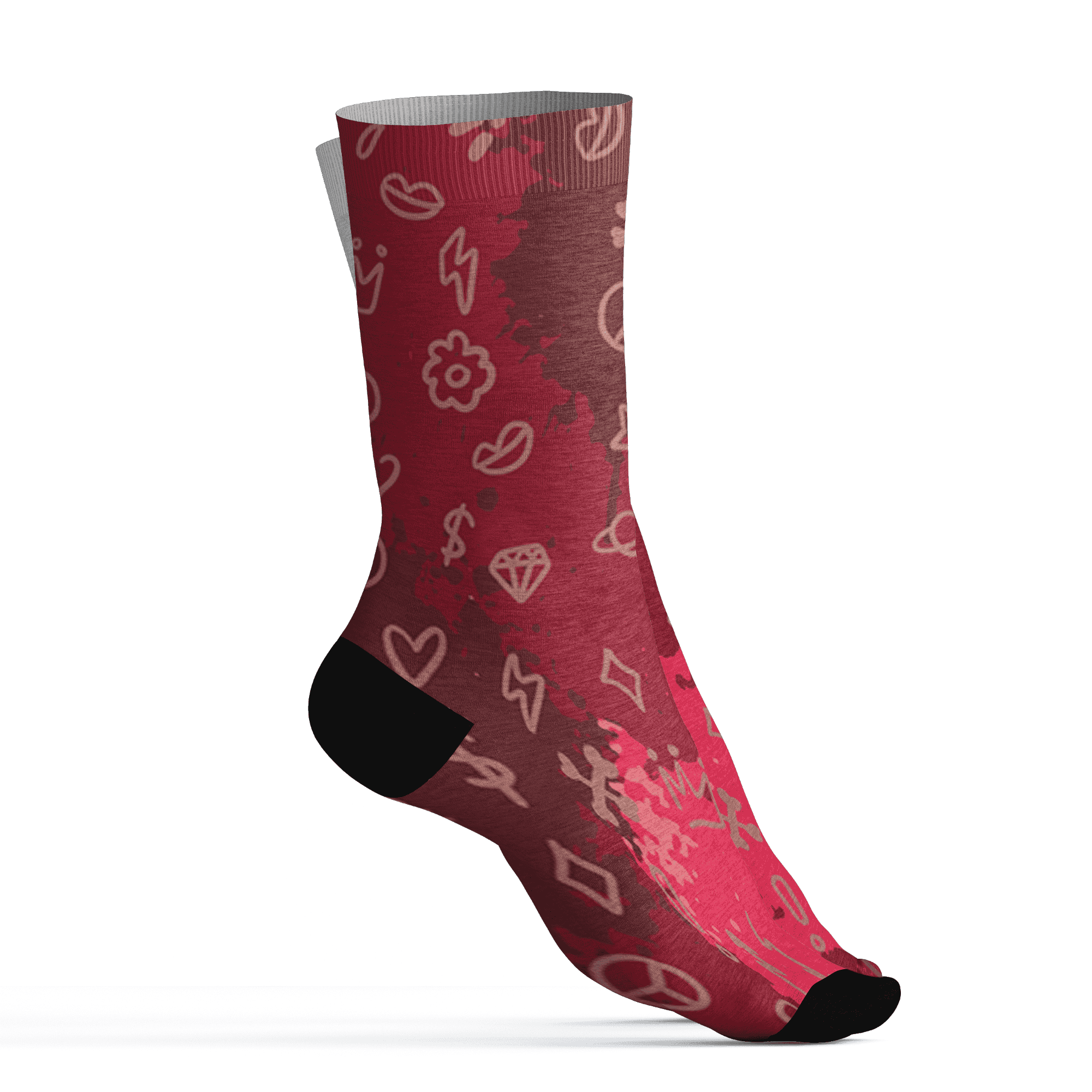 High 85 Metallic Burgundy 1s Socks Match Hustle Grind Pray 3D All-Over Print - NastyJamz