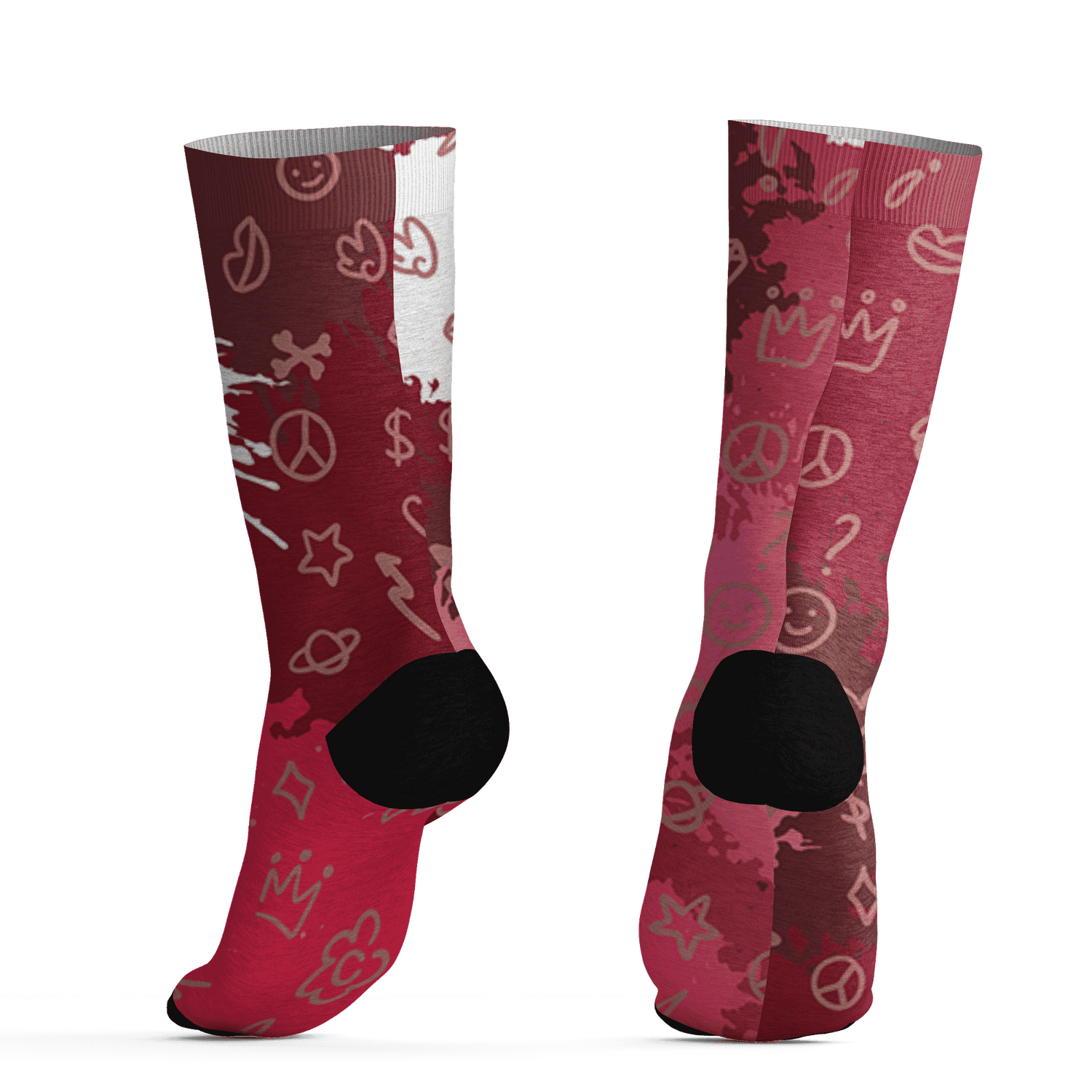 High 85 Metallic Burgundy 1s Socks Match Hustle Grind Pray 3D All-Over Print - NastyJamz