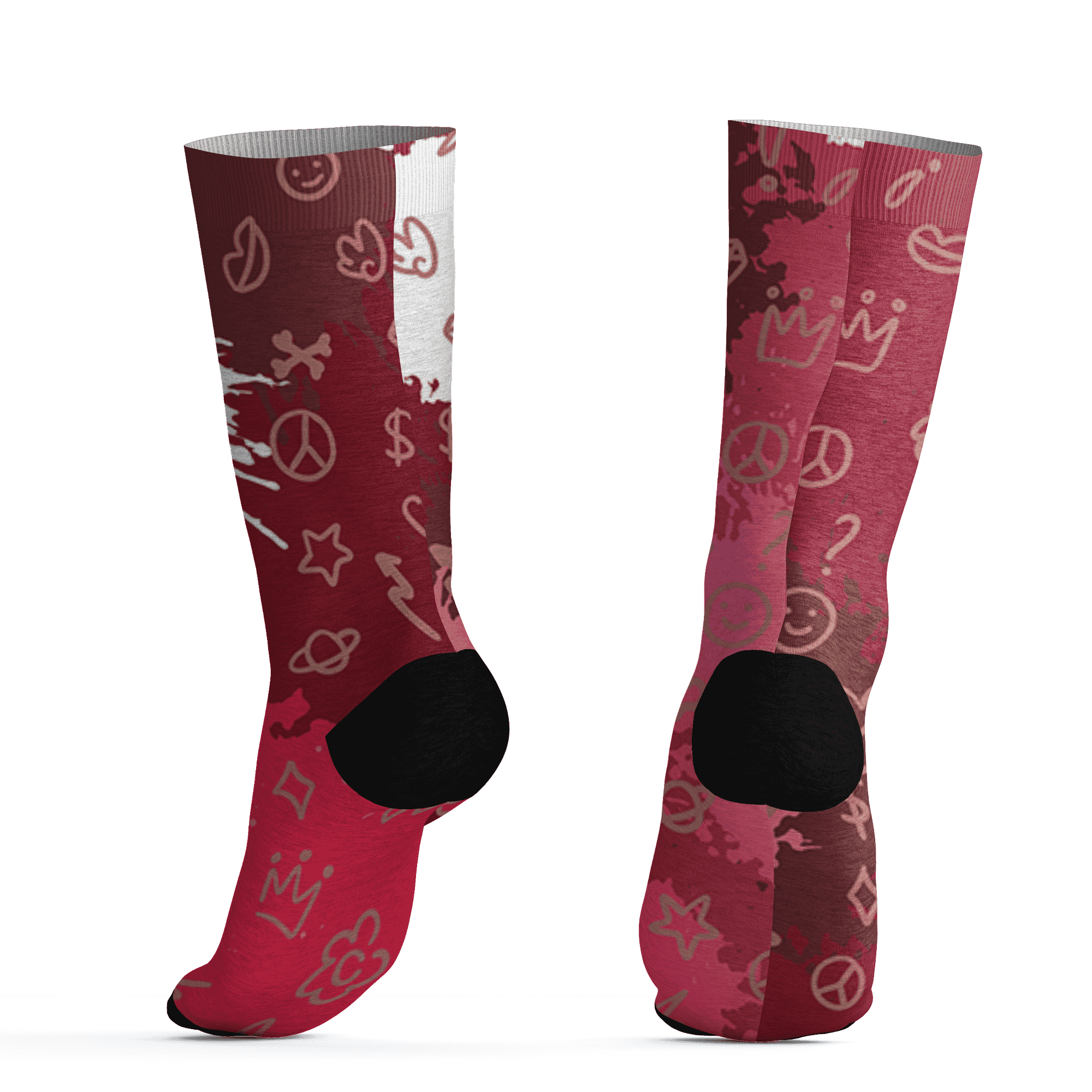 High 85 Metallic Burgundy 1s Socks Match Hustle Grind Pray 3D All-Over Print - NastyJamz