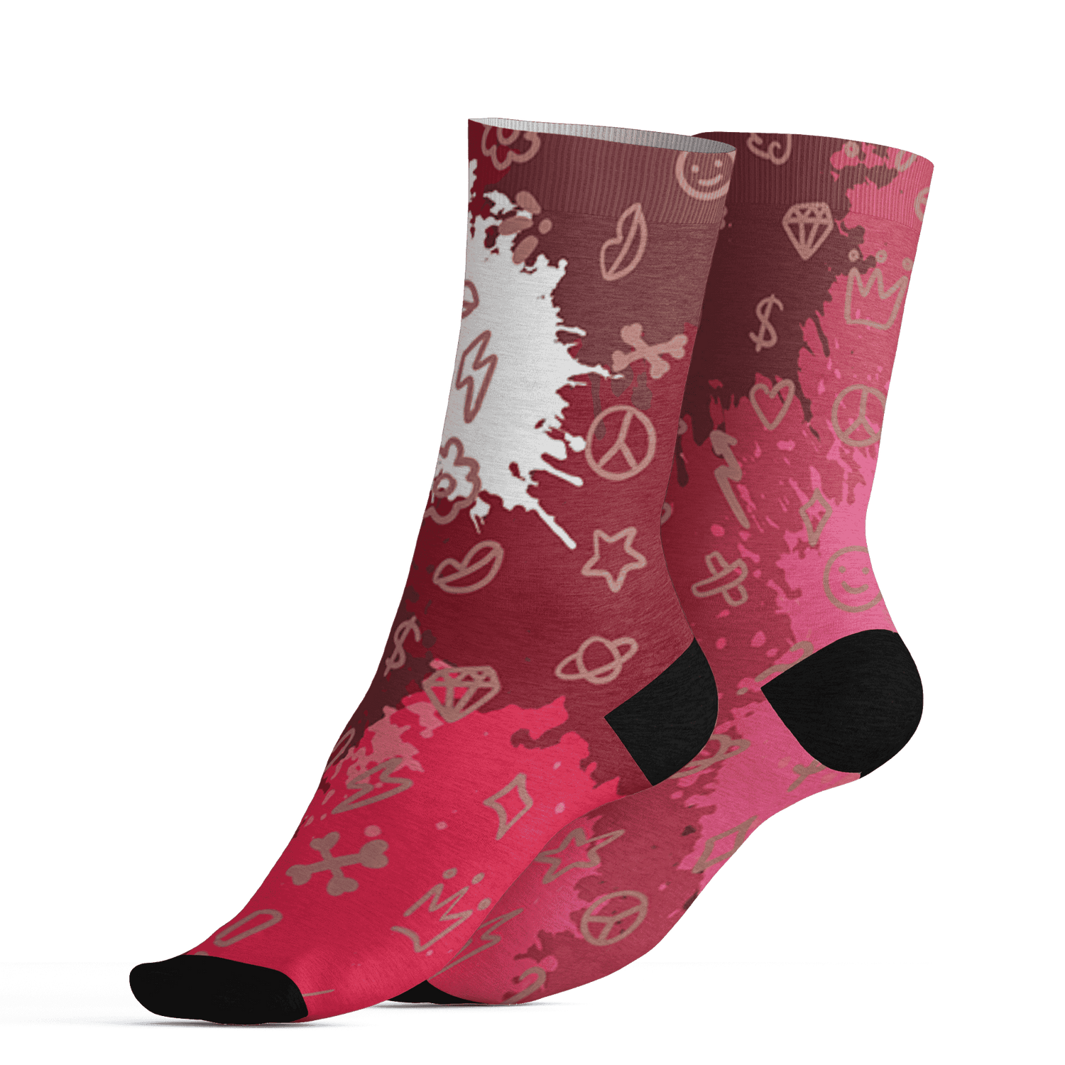 High 85 Metallic Burgundy 1s Socks Match Hustle Grind Pray 3D All-Over Print - NastyJamz