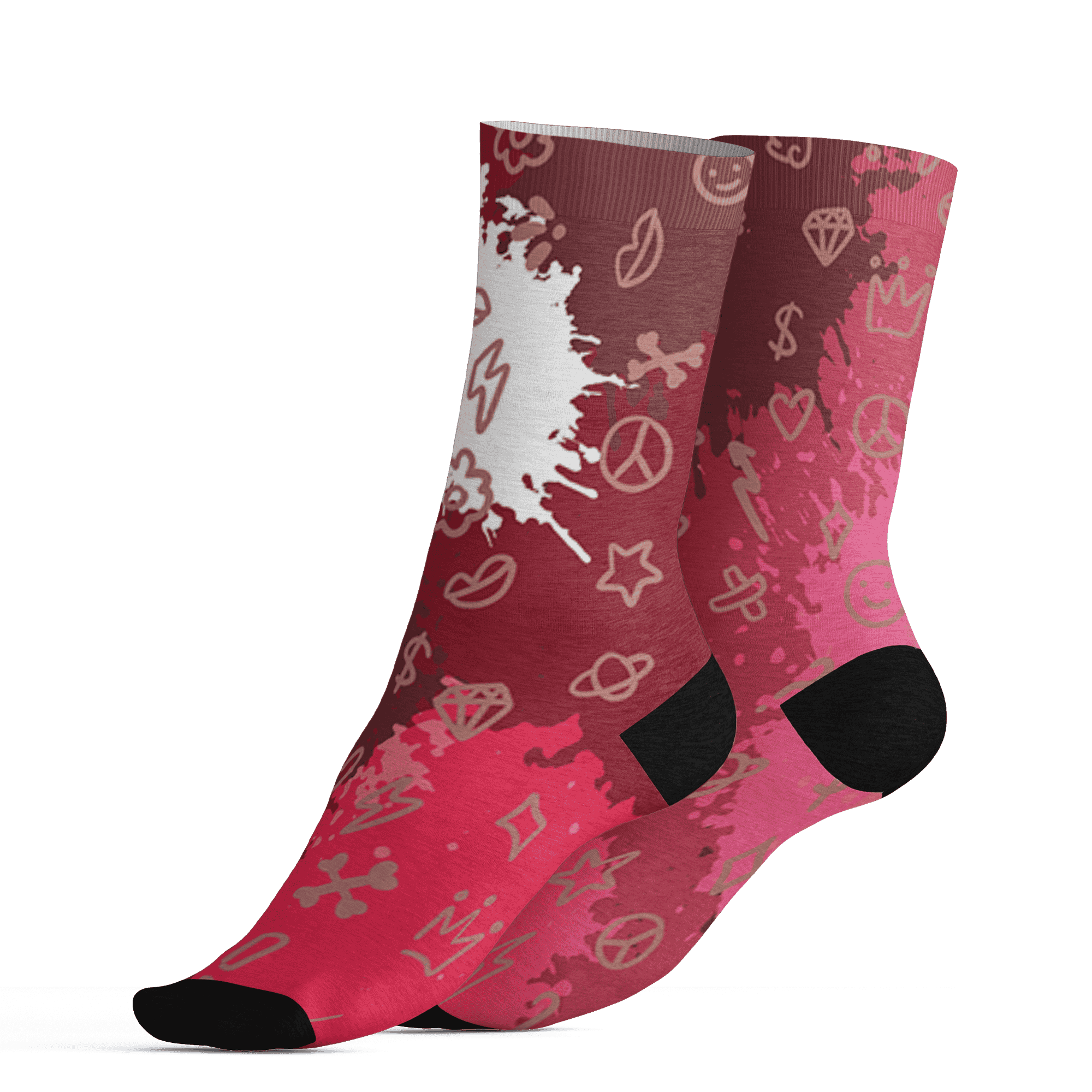 High 85 Metallic Burgundy 1s Socks Match Hustle Grind Pray 3D All-Over Print - NastyJamz