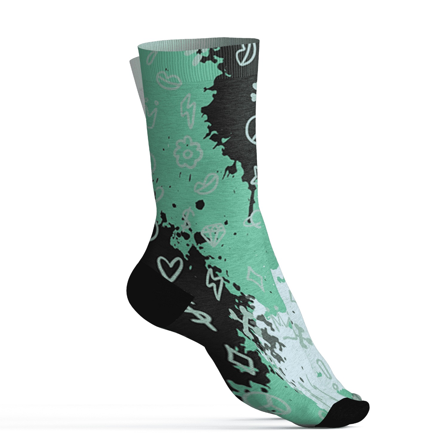 High OG Green Glow 1s Socks Match Hustle Grind Pray 3D All-Over Print - NastyJamz