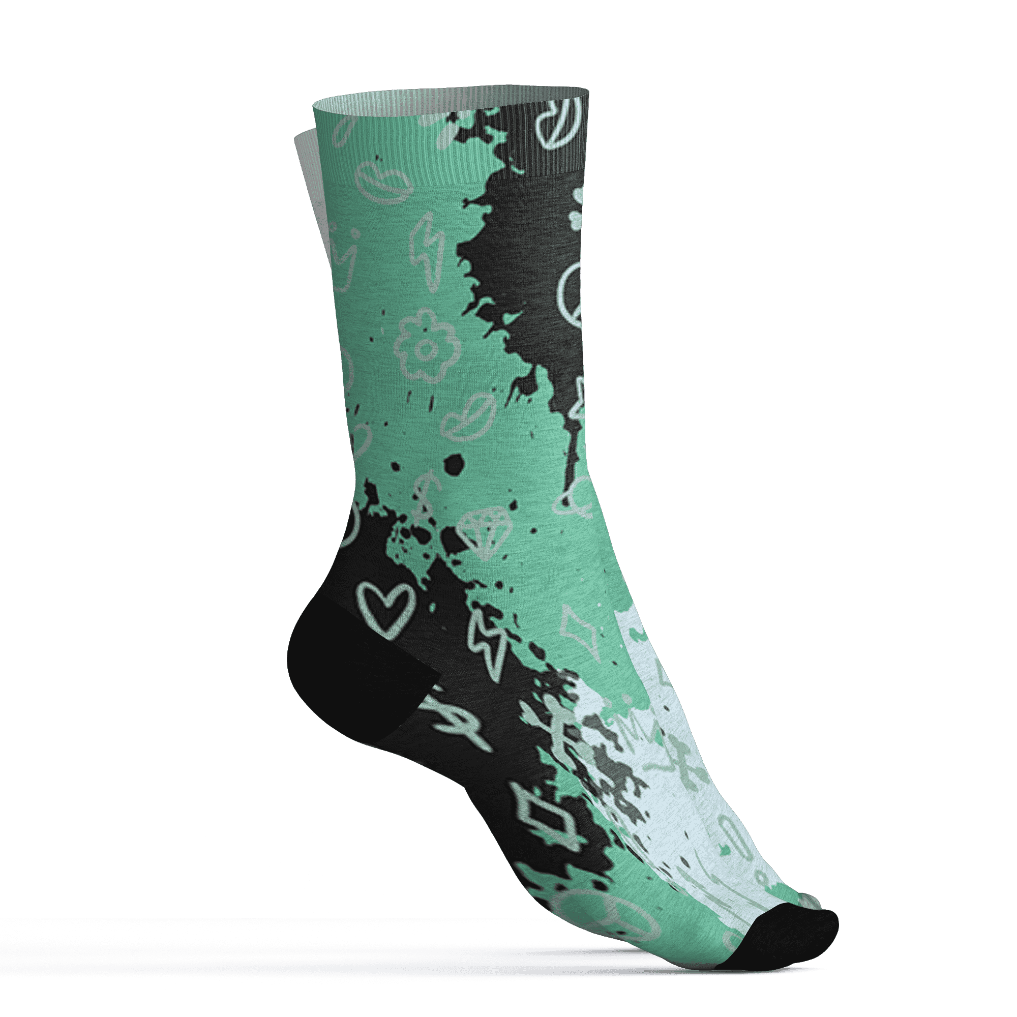 High OG Green Glow 1s Socks Match Hustle Grind Pray 3D All-Over Print - NastyJamz