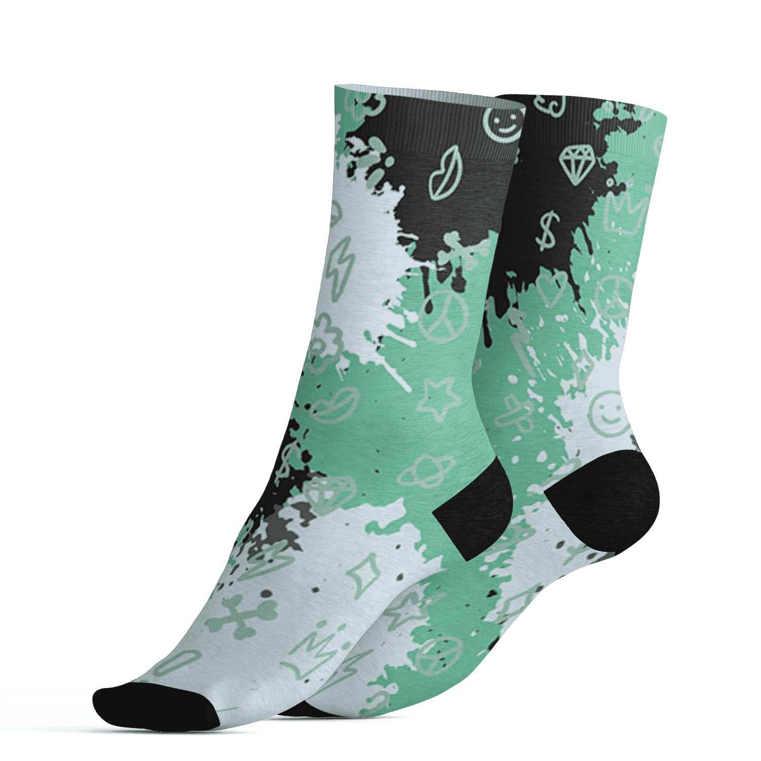 High OG Green Glow 1s Socks Match Hustle Grind Pray 3D All-Over Print - NastyJamz