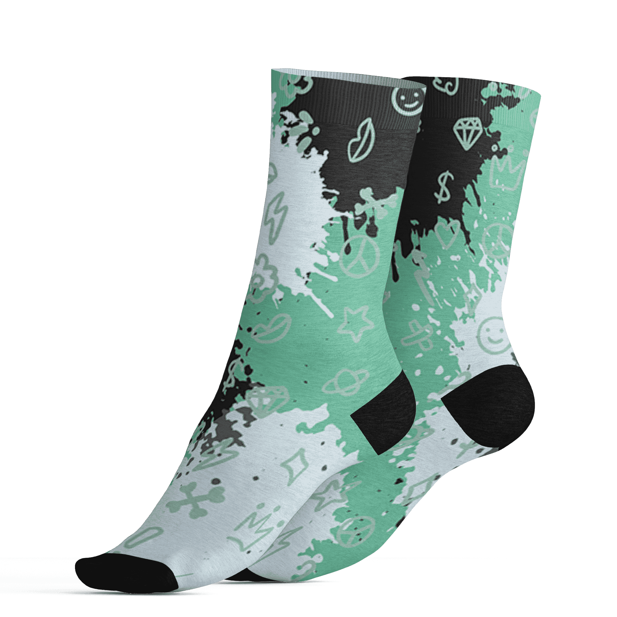 High OG Green Glow 1s Socks Match Hustle Grind Pray 3D All-Over Print - NastyJamz