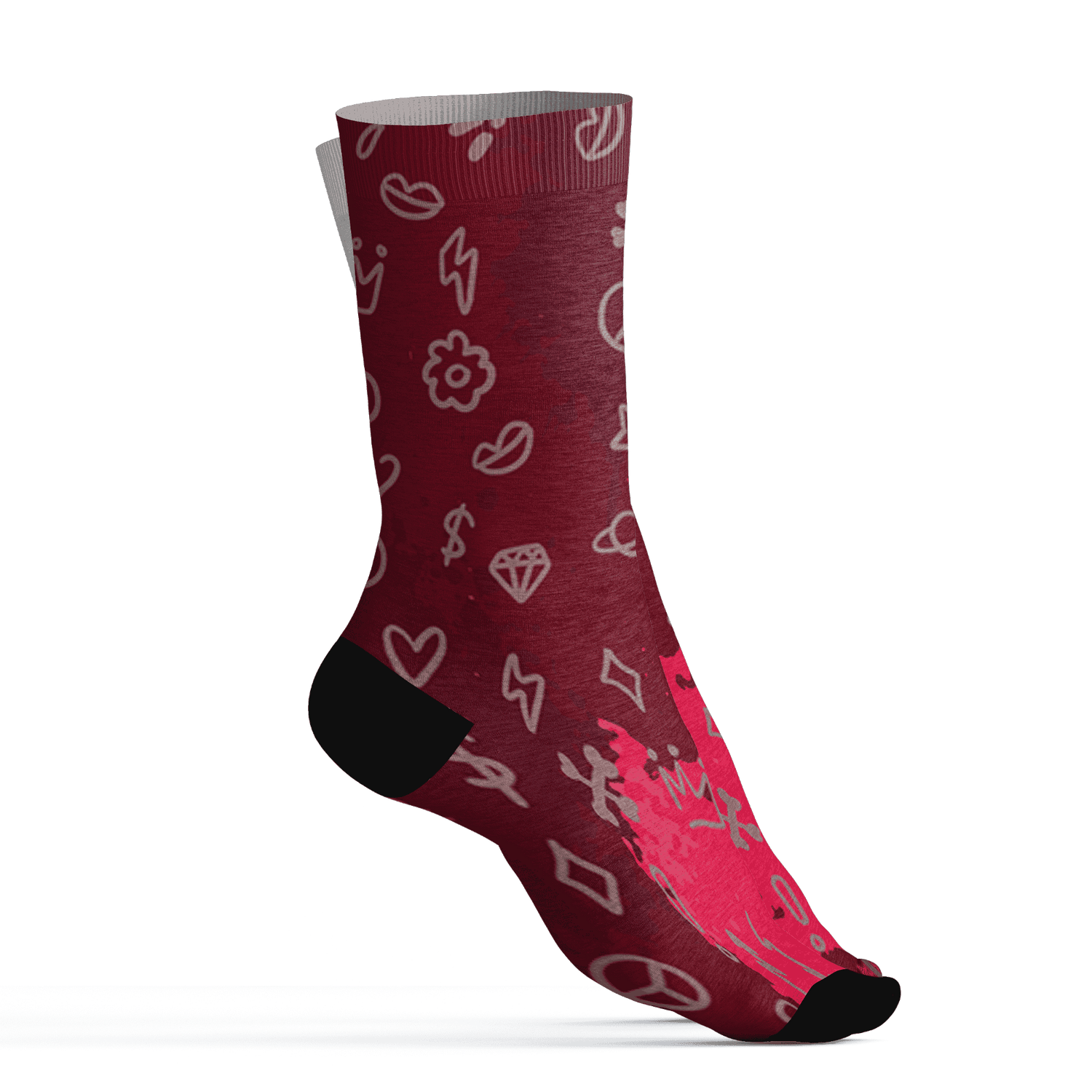 High White Team Red 1s Socks Match Hustle Grind Pray 3D All-Over Print - NastyJamz