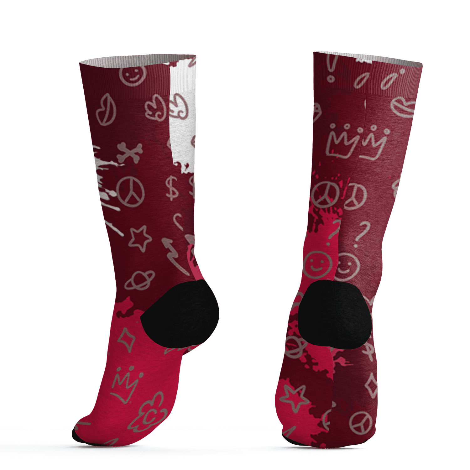 High White Team Red 1s Socks Match Hustle Grind Pray 3D All-Over Print - NastyJamz