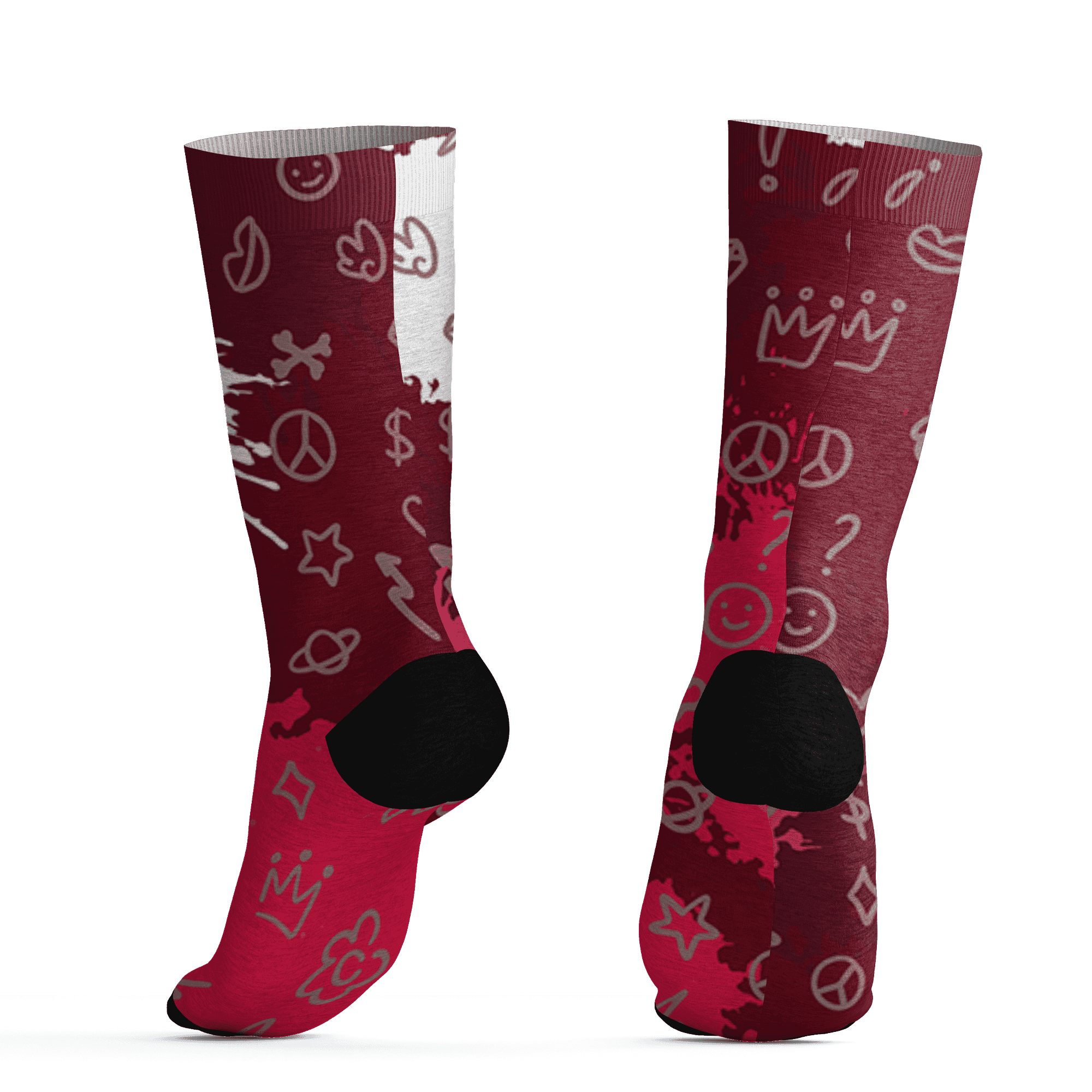High White Team Red 1s Socks Match Hustle Grind Pray 3D All-Over Print - NastyJamz