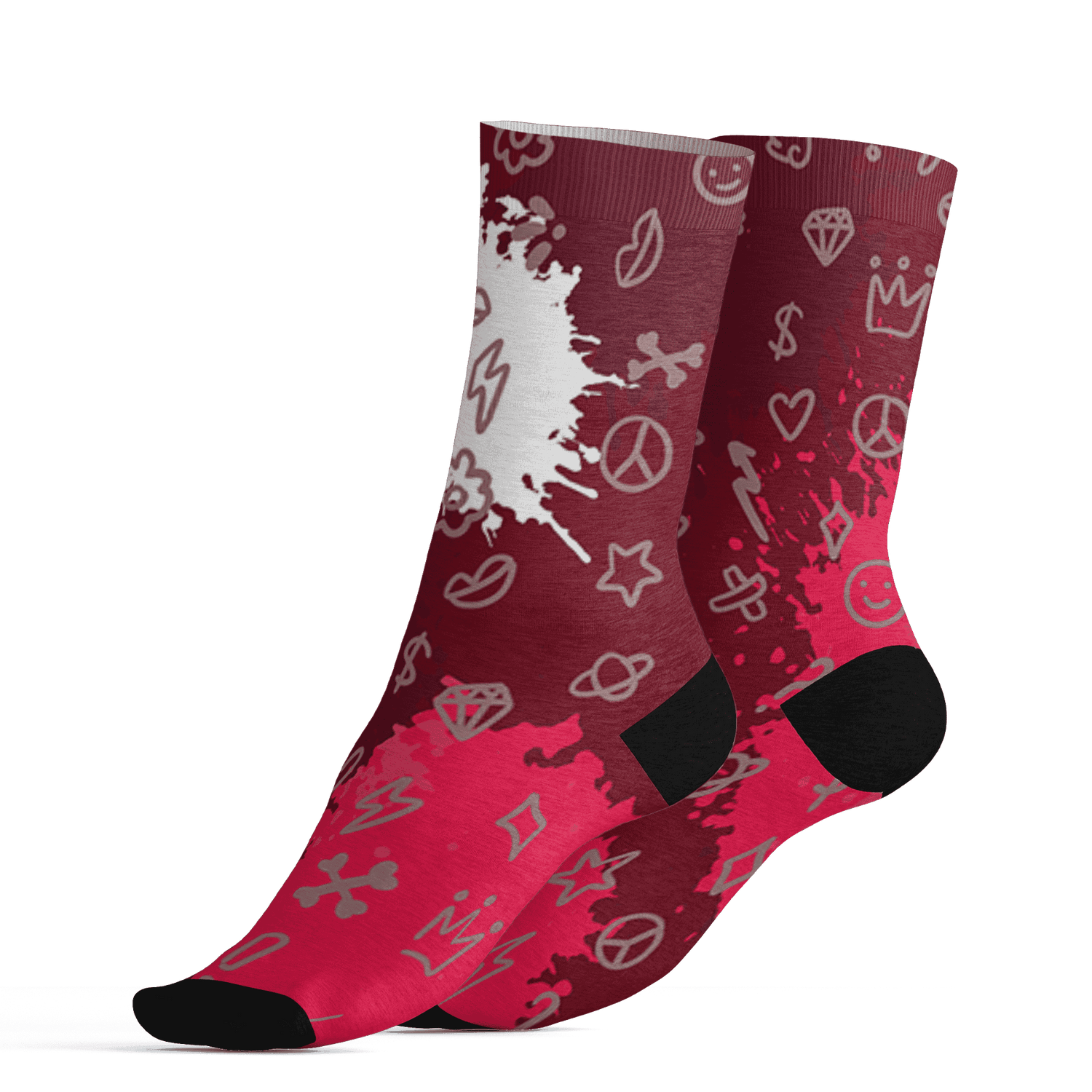 High White Team Red 1s Socks Match Hustle Grind Pray 3D All-Over Print - NastyJamz