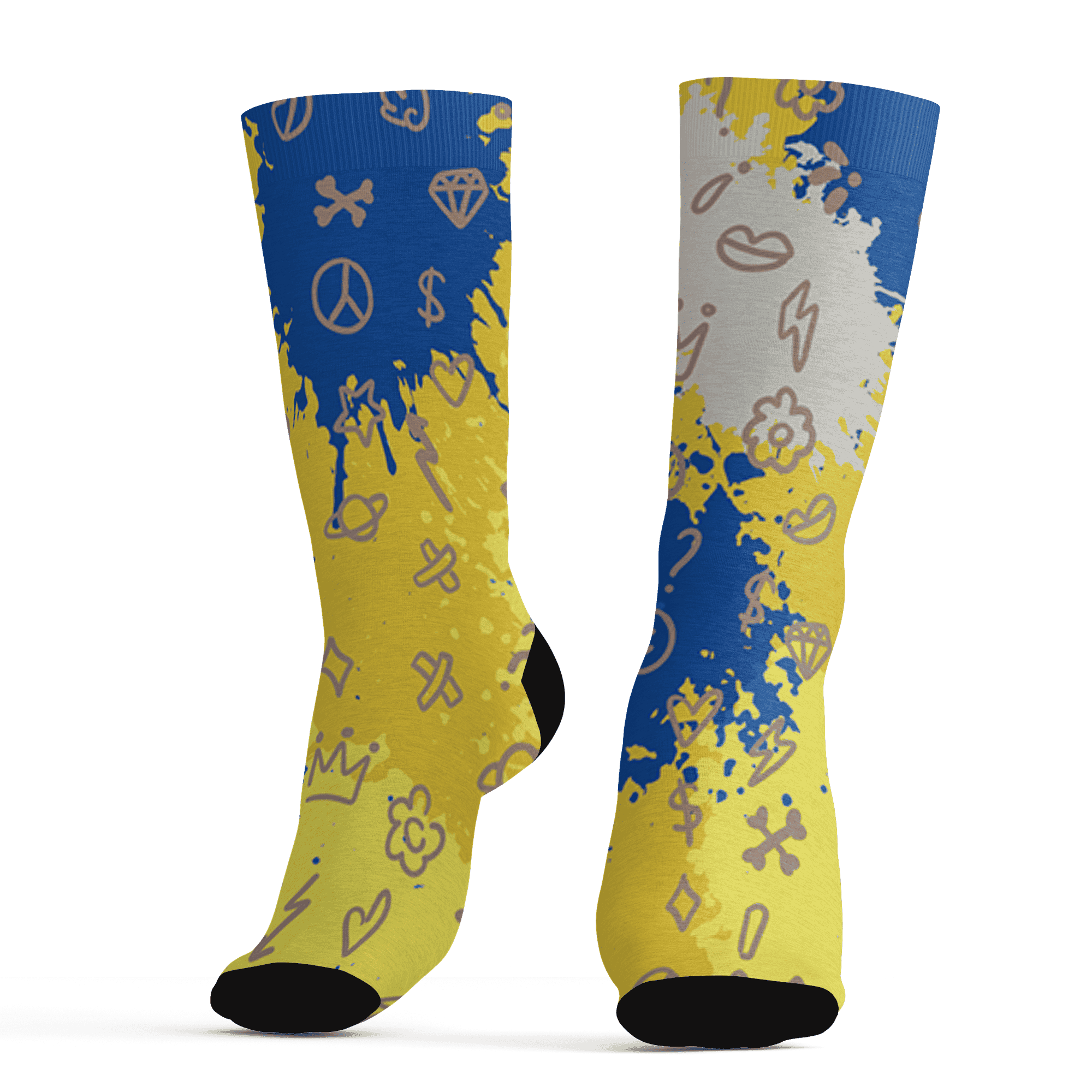 Low OG Canary TVSC 1s Socks Match Hustle Grind Pray 3D All-Over Print - NastyJamz