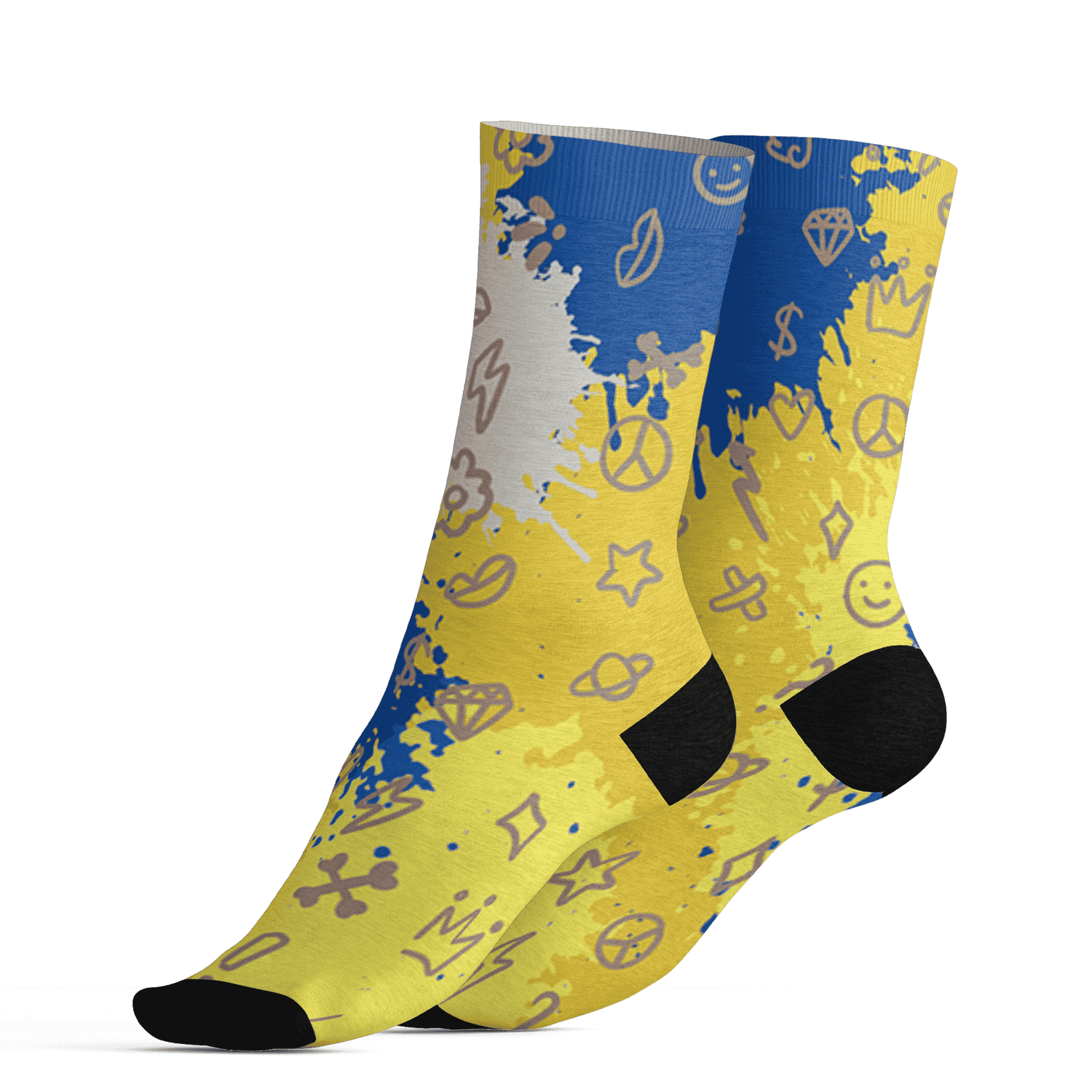 Low OG Canary TVSC 1s Socks Match Hustle Grind Pray 3D All-Over Print - NastyJamz