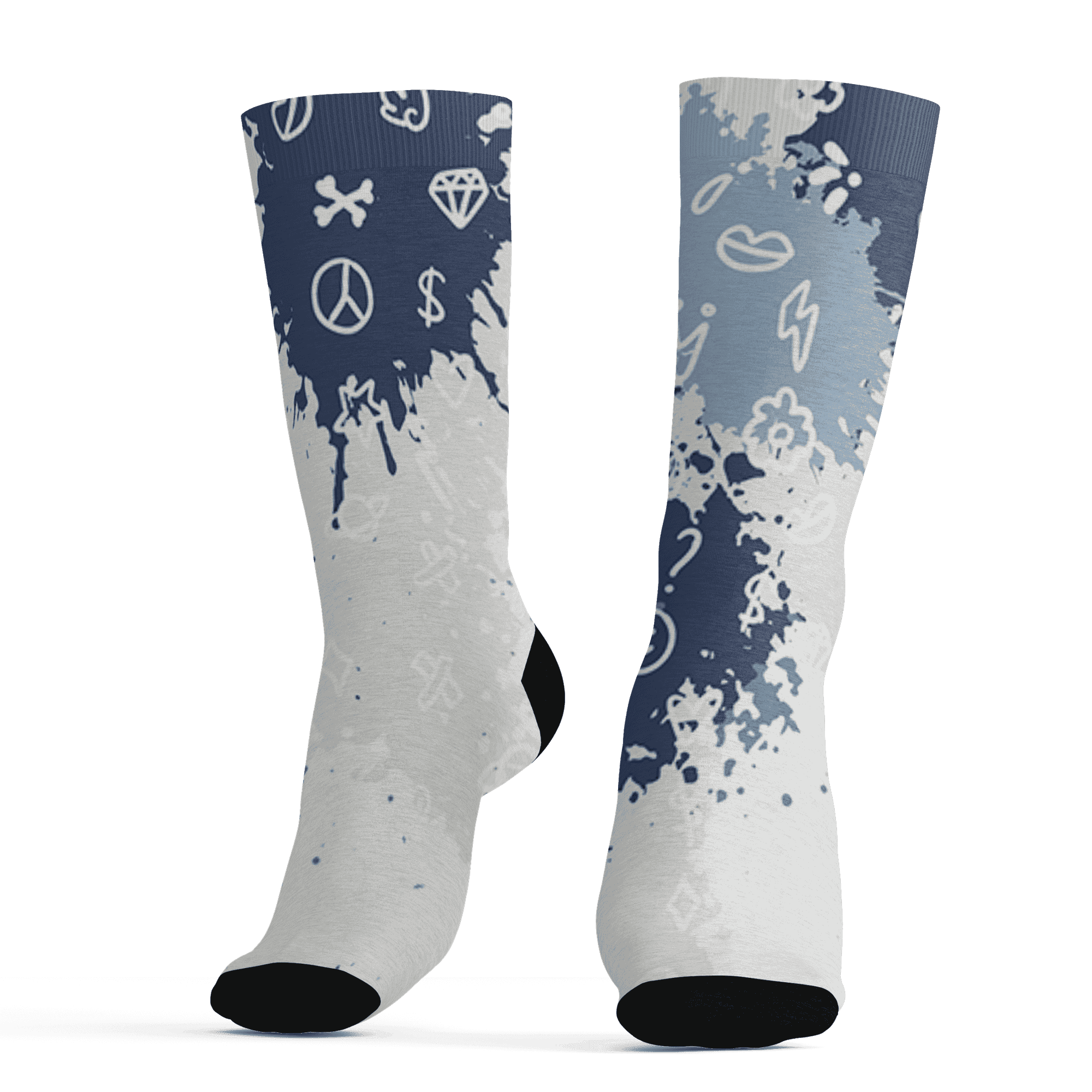 Mid Diffused Blue Grey 1s Socks Match Hustle Grind Pray 3D All-Over Print - NastyJamz