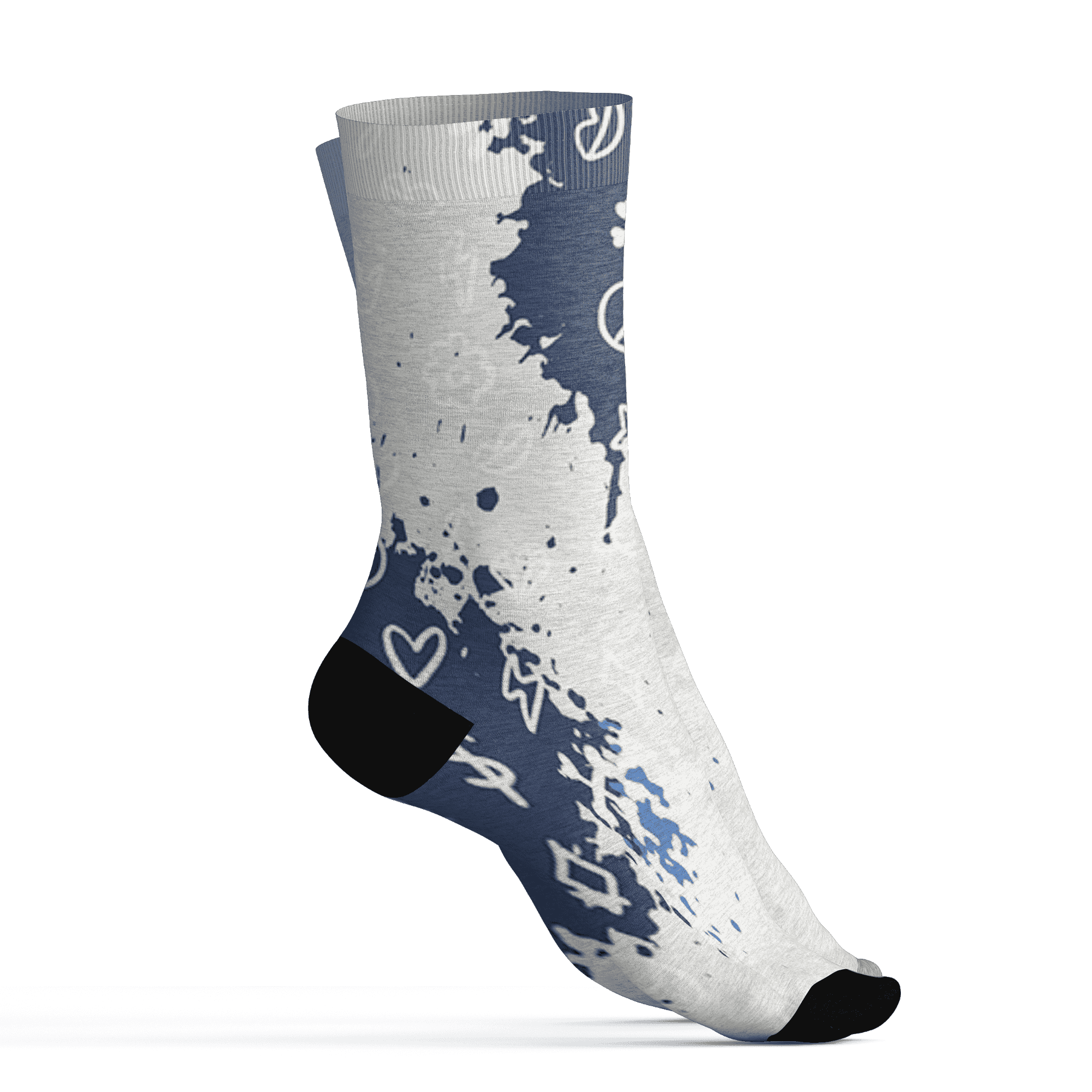 Mid Diffused Blue Grey 1s Socks Match Hustle Grind Pray 3D All-Over Print - NastyJamz