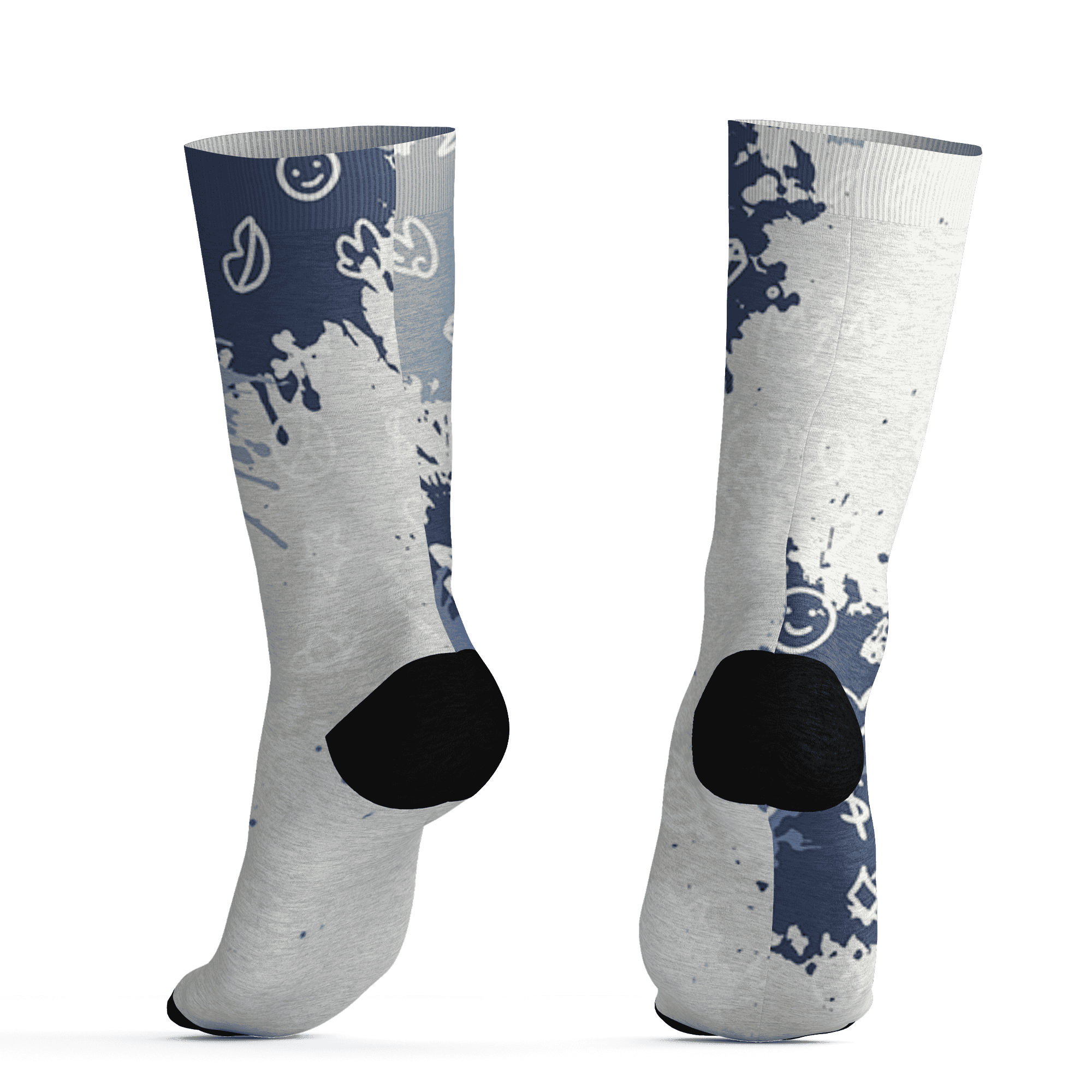 Mid Diffused Blue Grey 1s Socks Match Hustle Grind Pray 3D All-Over Print - NastyJamz