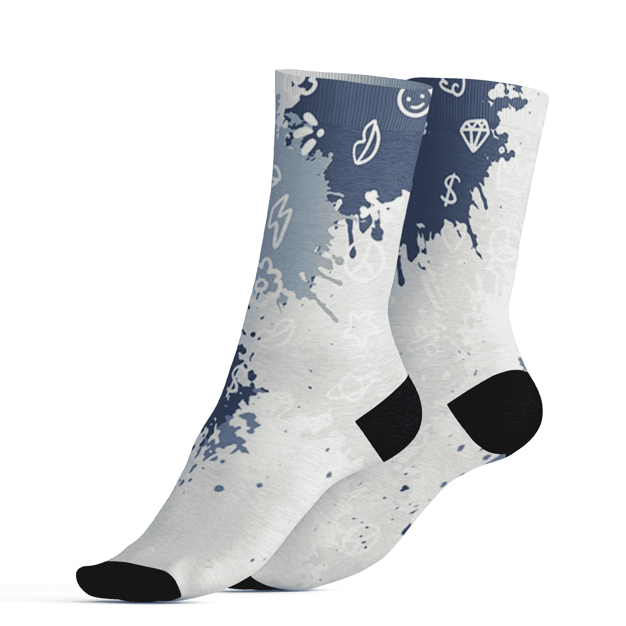 Mid Diffused Blue Grey 1s Socks Match Hustle Grind Pray 3D All-Over Print - NastyJamz
