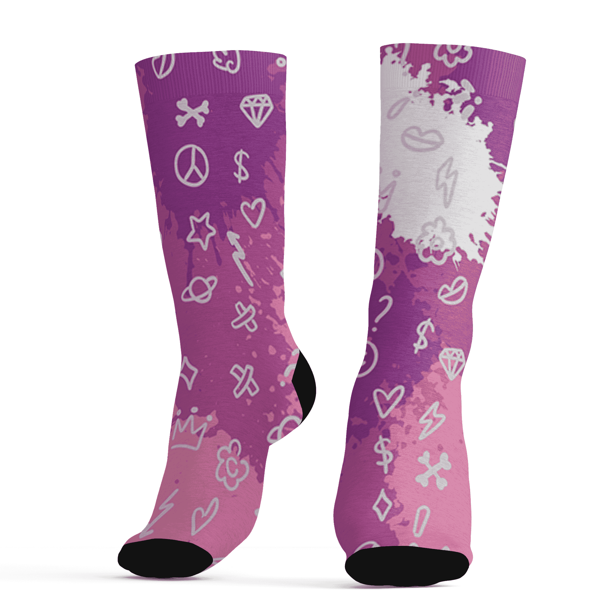 GS Hyper Violet 4s Socks Match Hustle Grind Pray 3D All-Over Print - NastyJamz