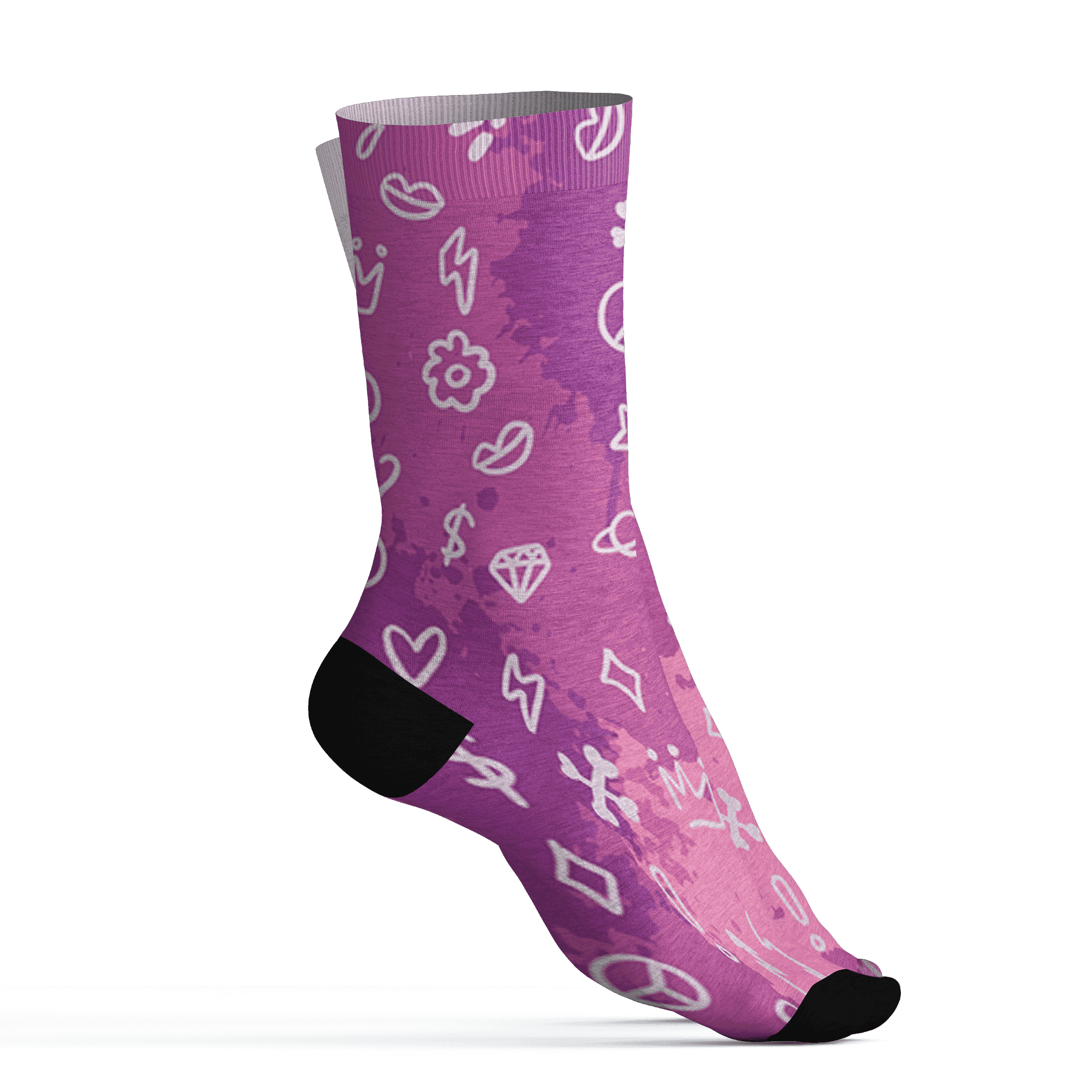 GS Hyper Violet 4s Socks Match Hustle Grind Pray 3D All-Over Print - NastyJamz