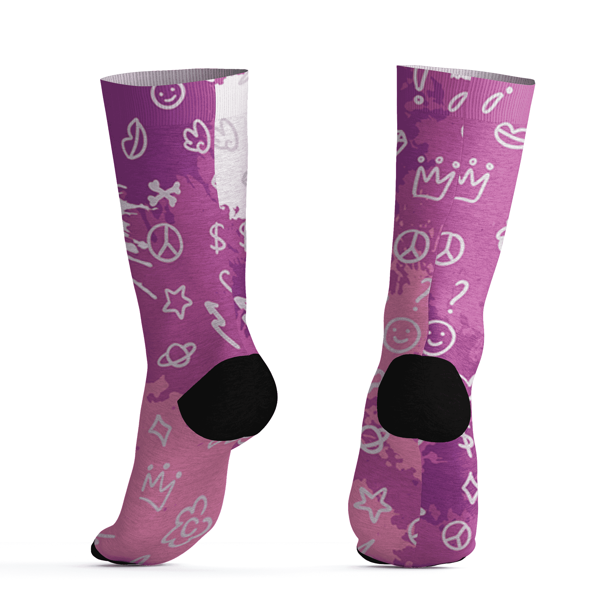 GS Hyper Violet 4s Socks Match Hustle Grind Pray 3D All-Over Print - NastyJamz