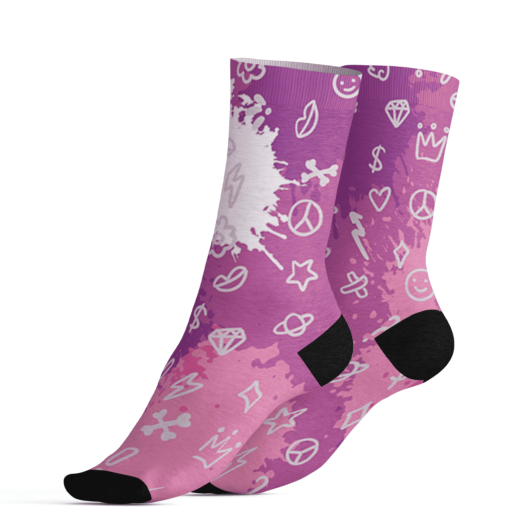 GS Hyper Violet 4s Socks Match Hustle Grind Pray 3D All-Over Print - NastyJamz