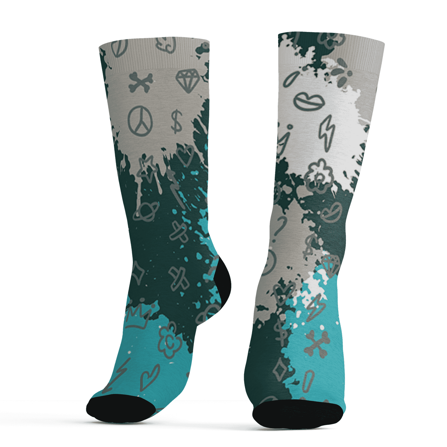Oxidized Green 4s Socks Match Hustle Grind Pray 3D All-Over Print - NastyJamz