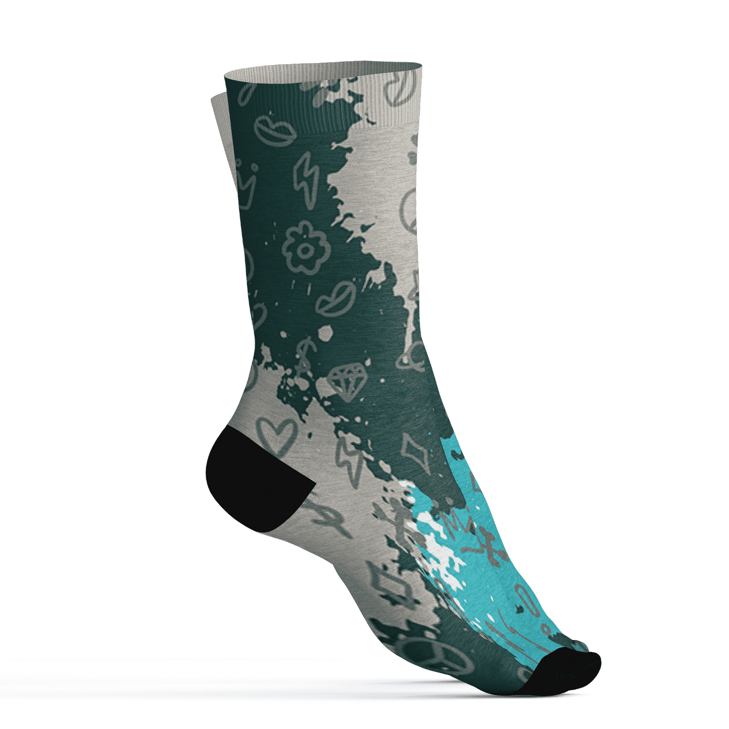 Oxidized Green 4s Socks Match Hustle Grind Pray 3D All-Over Print - NastyJamz