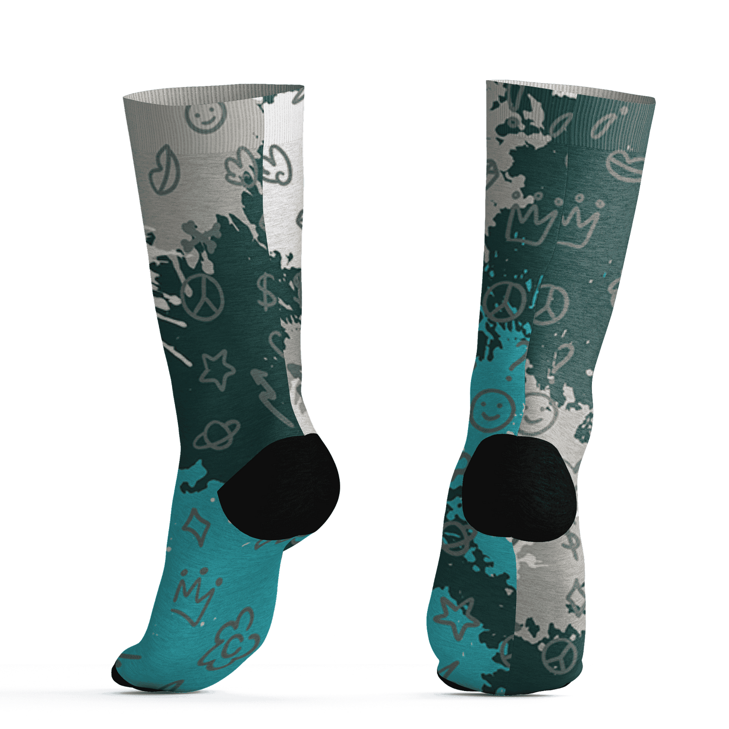 Oxidized Green 4s Socks Match Hustle Grind Pray 3D All-Over Print - NastyJamz