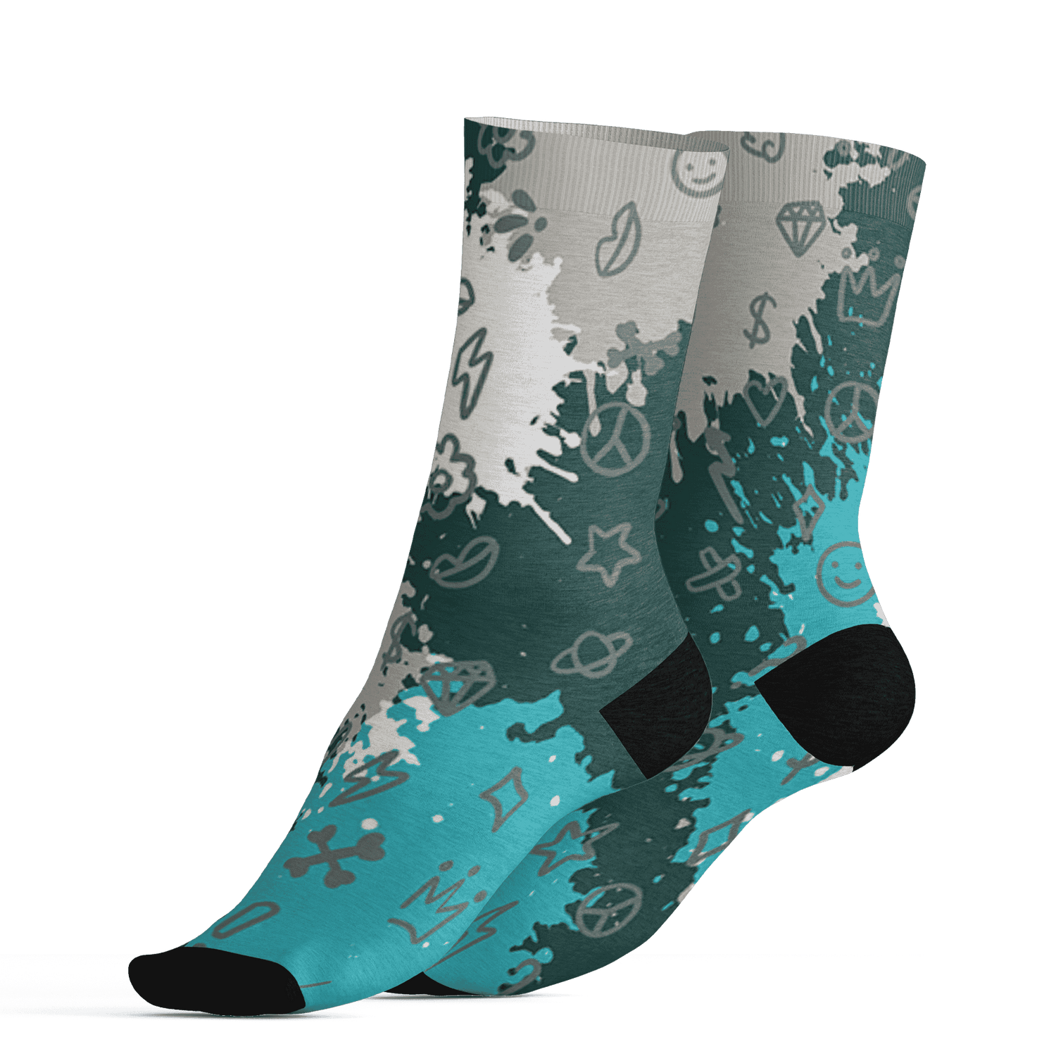 Oxidized Green 4s Socks Match Hustle Grind Pray 3D All-Over Print - NastyJamz