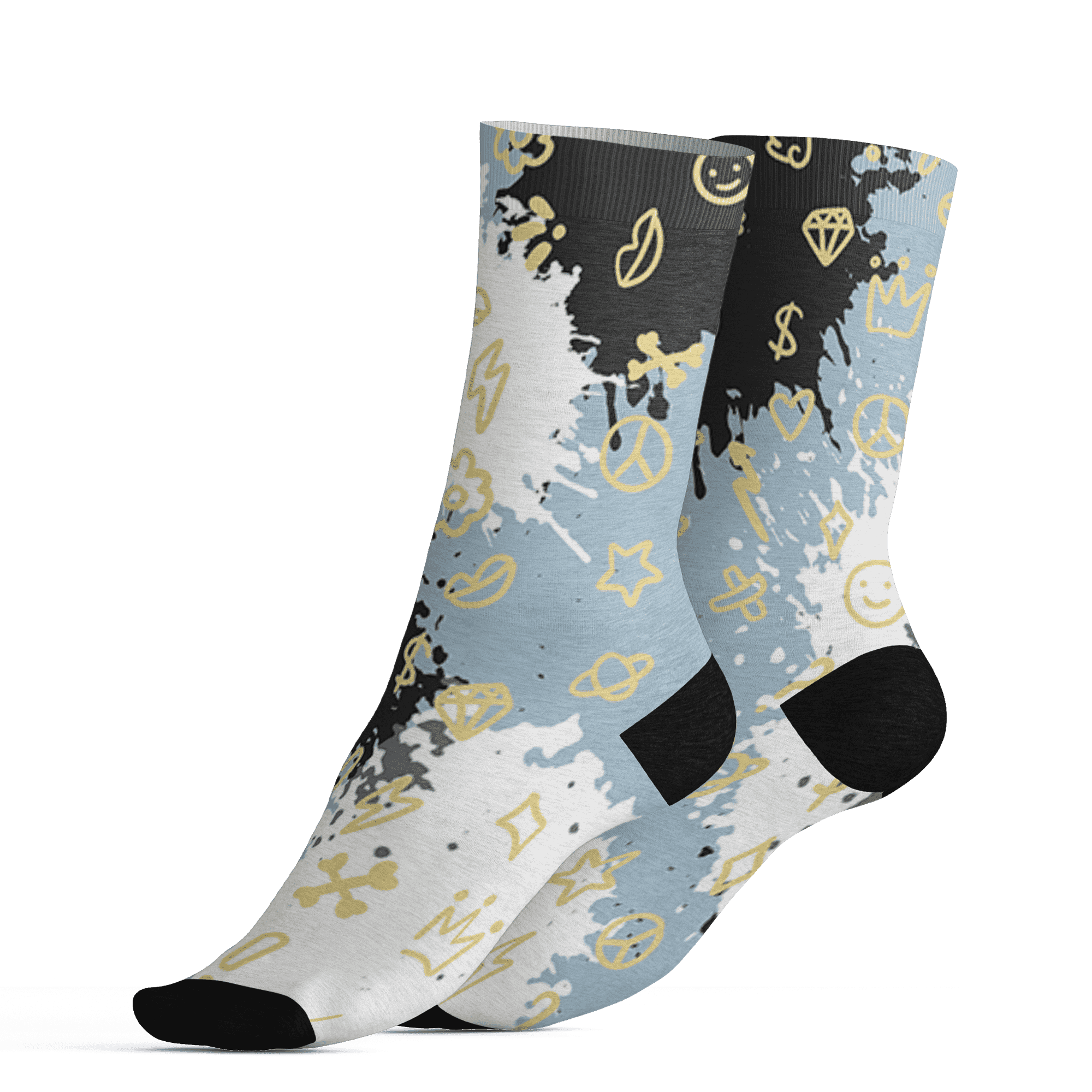 Blue Grey 13s Socks Match Hustle Grind Pray 3D All-Over Print - NastyJamz