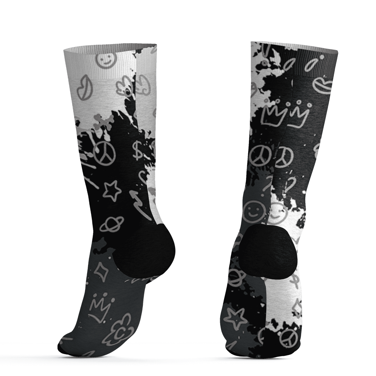 Retro High OG Black White 1s Socks Match Hustle Grind Pray 3D All-Over Print - NastyJamz