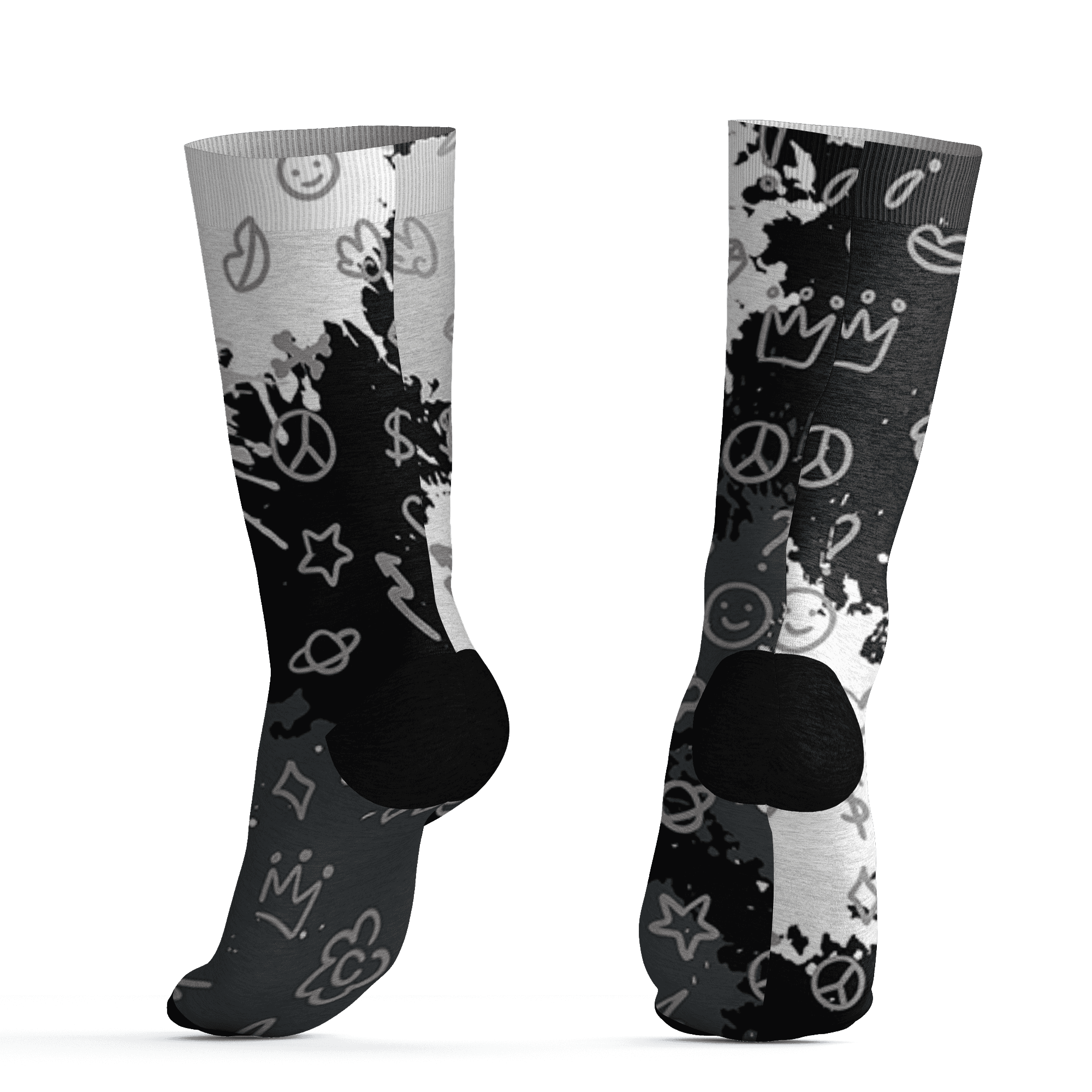 Retro High OG Black White 1s Socks Match Hustle Grind Pray 3D All-Over Print - NastyJamz