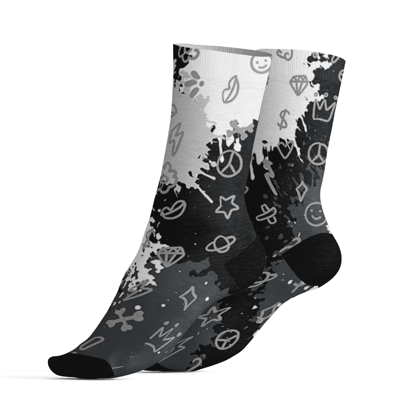 Retro High OG Black White 1s Socks Match Hustle Grind Pray 3D All-Over Print - NastyJamz