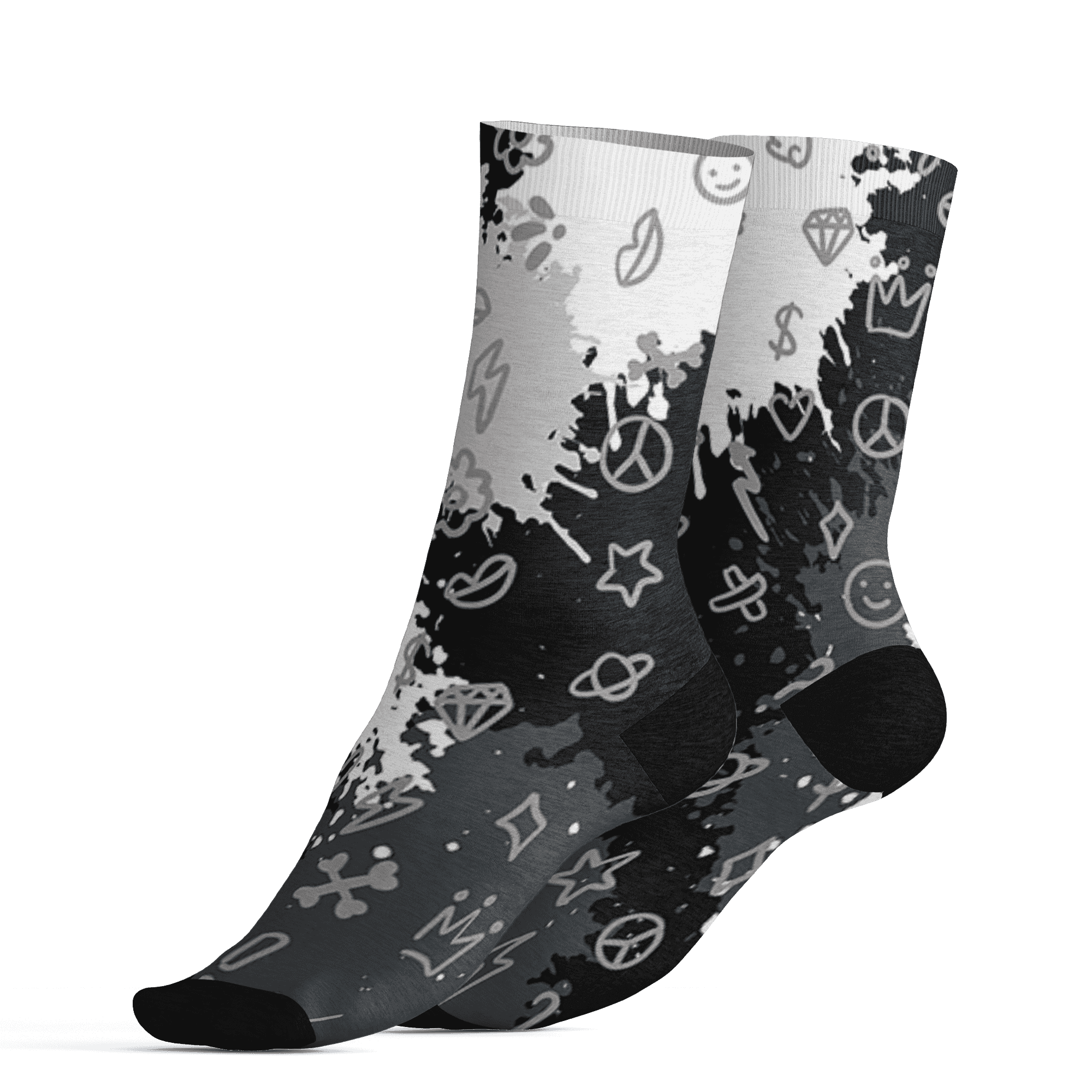Retro High OG Black White 1s Socks Match Hustle Grind Pray 3D All-Over Print - NastyJamz