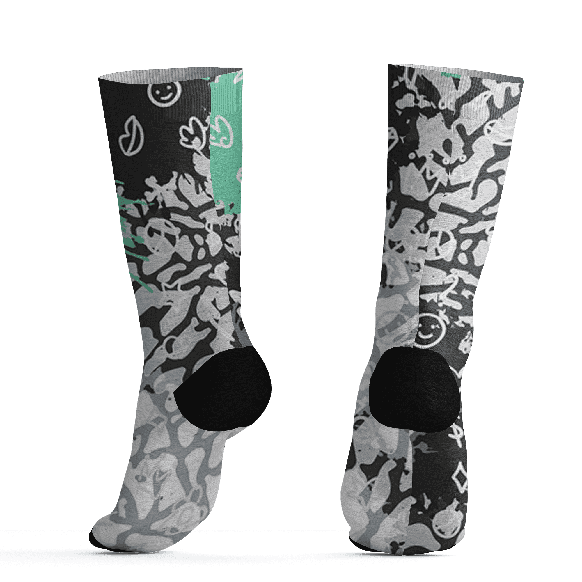 Green Glow 3s Socks Match Hustle Grind Pray 3D All-Over Print - NastyJamz