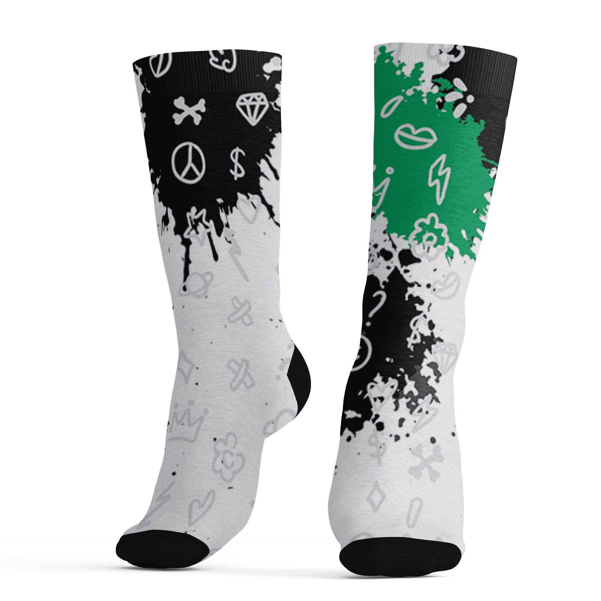 Lucky Green 5s Socks Match Hustle Grind Pray 3D All-Over Print - NastyJamz