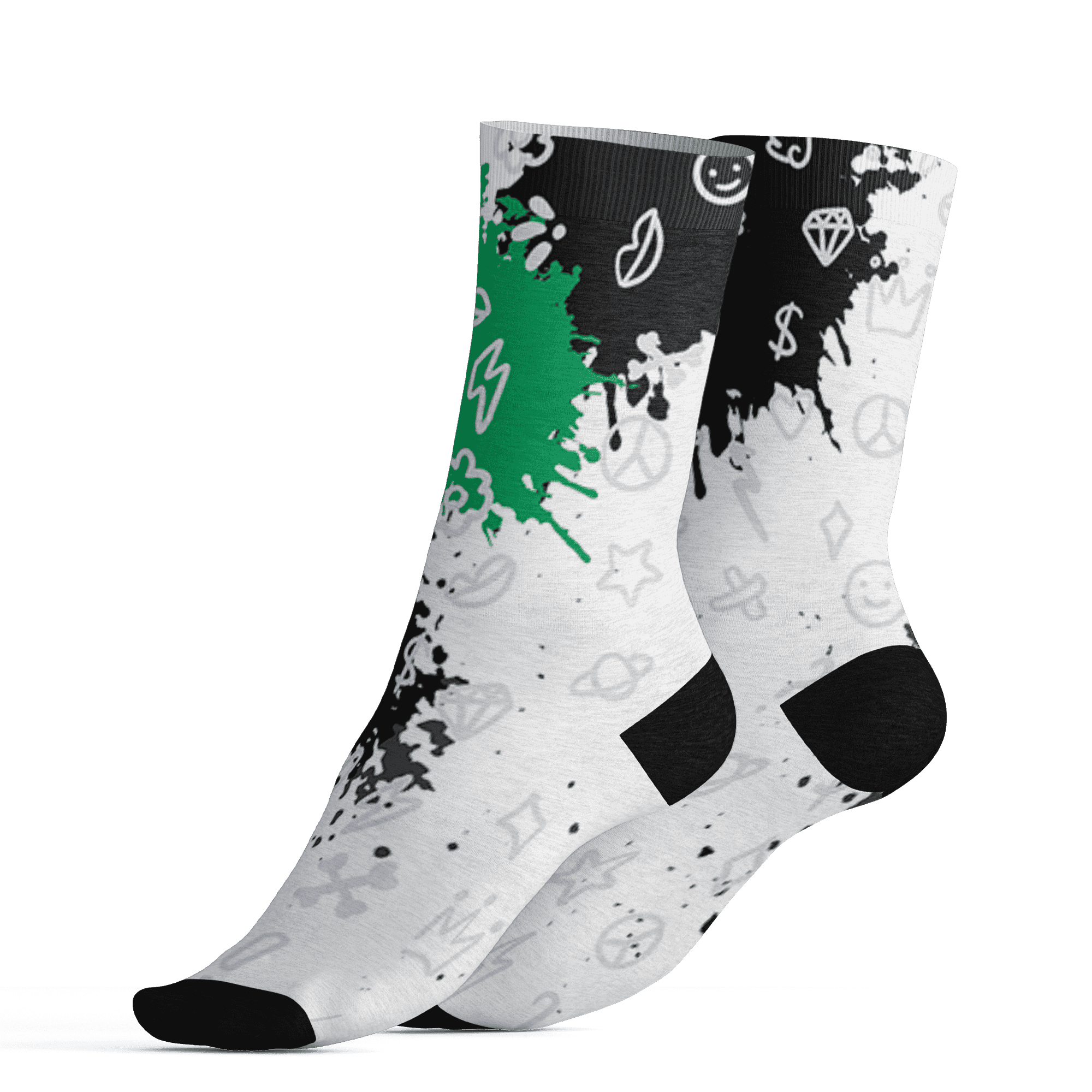 Lucky Green 5s Socks Match Hustle Grind Pray 3D All-Over Print - NastyJamz