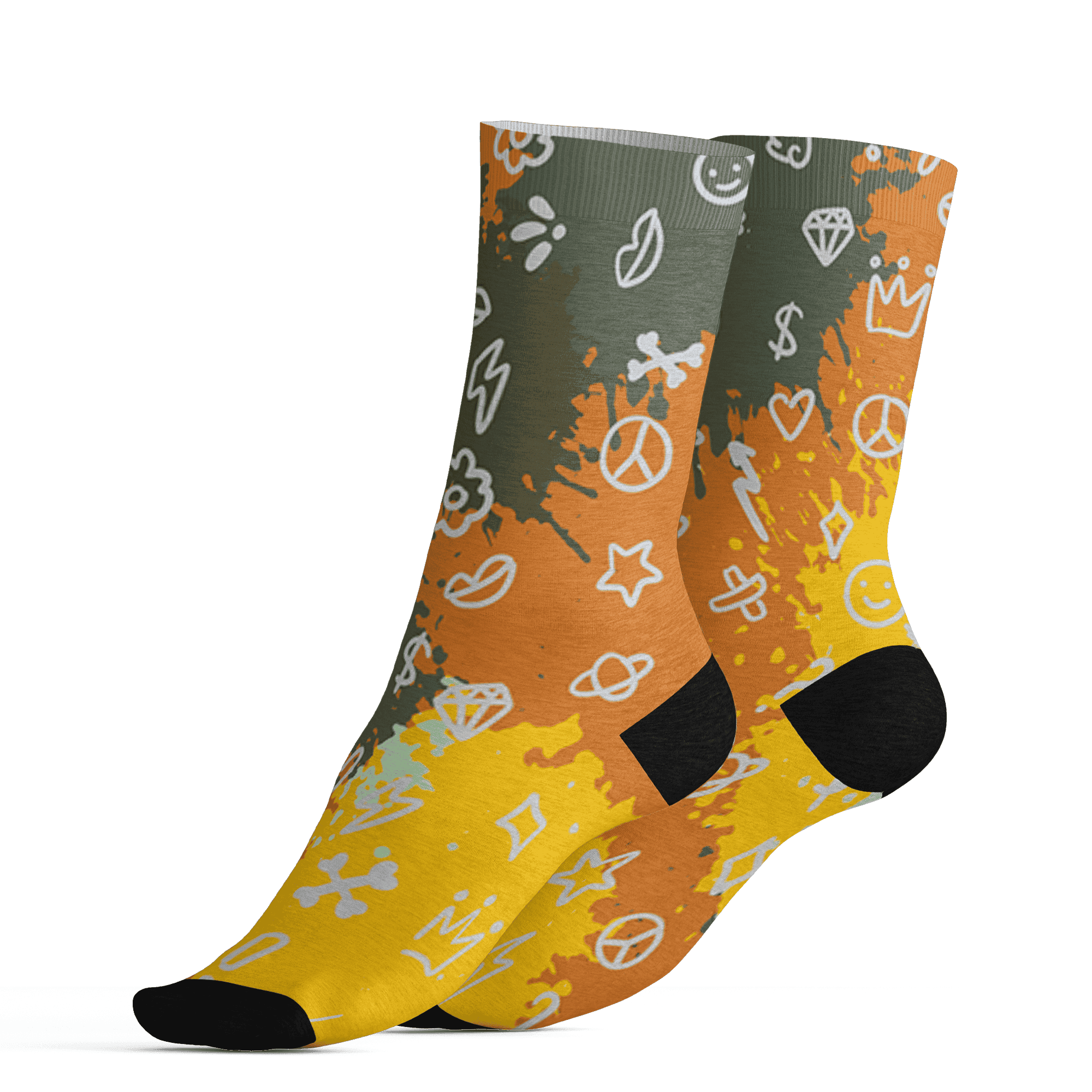 Olive 5s Socks Match Hustle Grind Pray 3D All-Over Print - NastyJamz