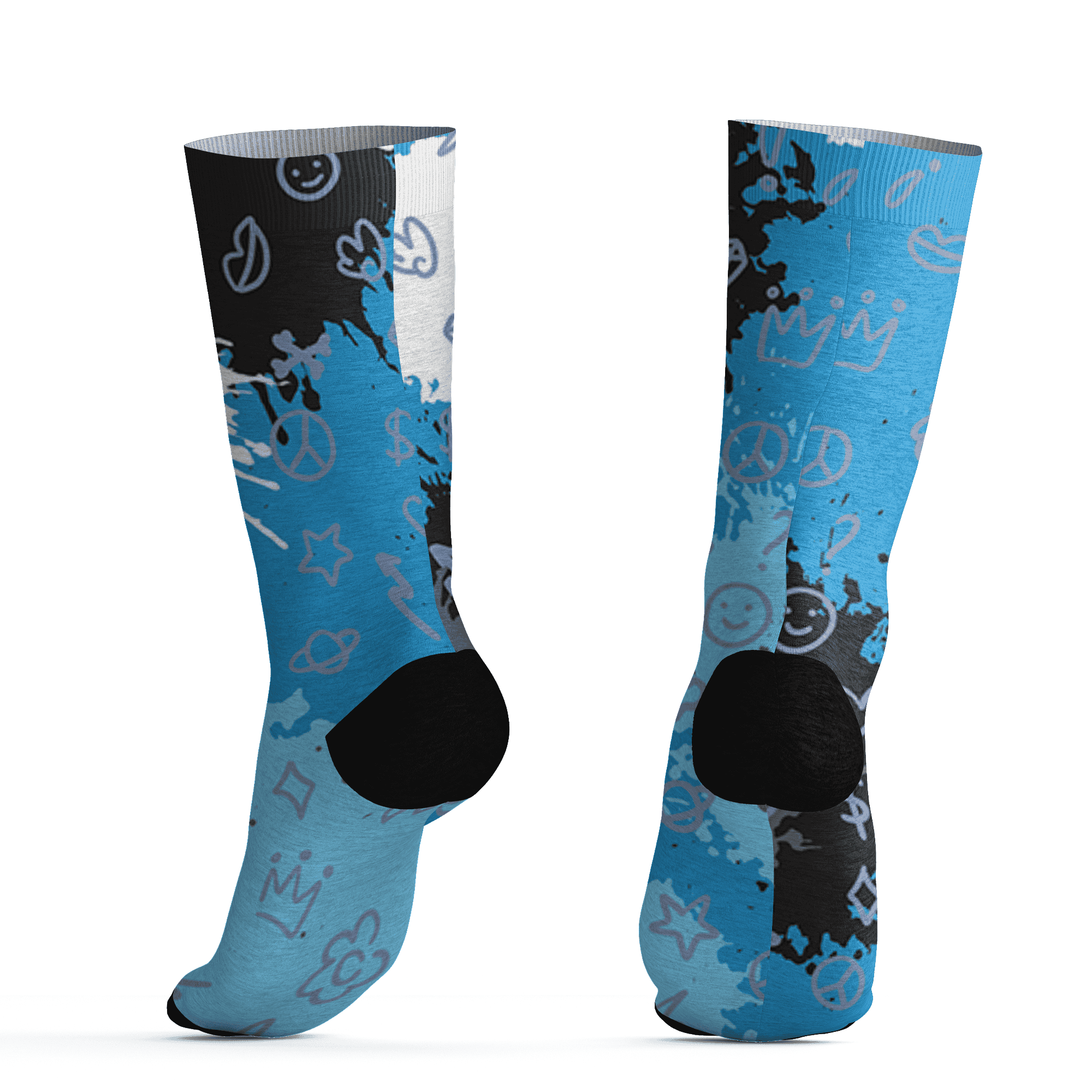 Powder Blue 9s Socks Match Hustle Grind Pray 3D All-Over Print - NastyJamz