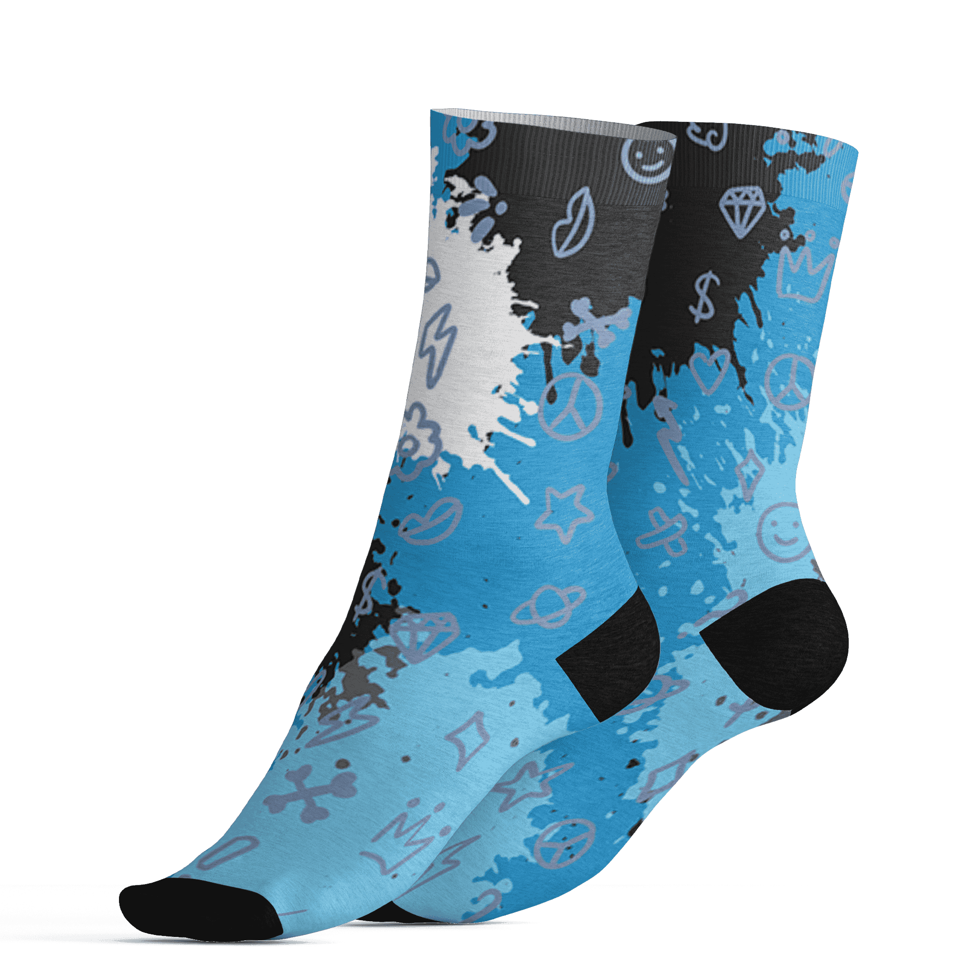Powder Blue 9s Socks Match Hustle Grind Pray 3D All-Over Print - NastyJamz