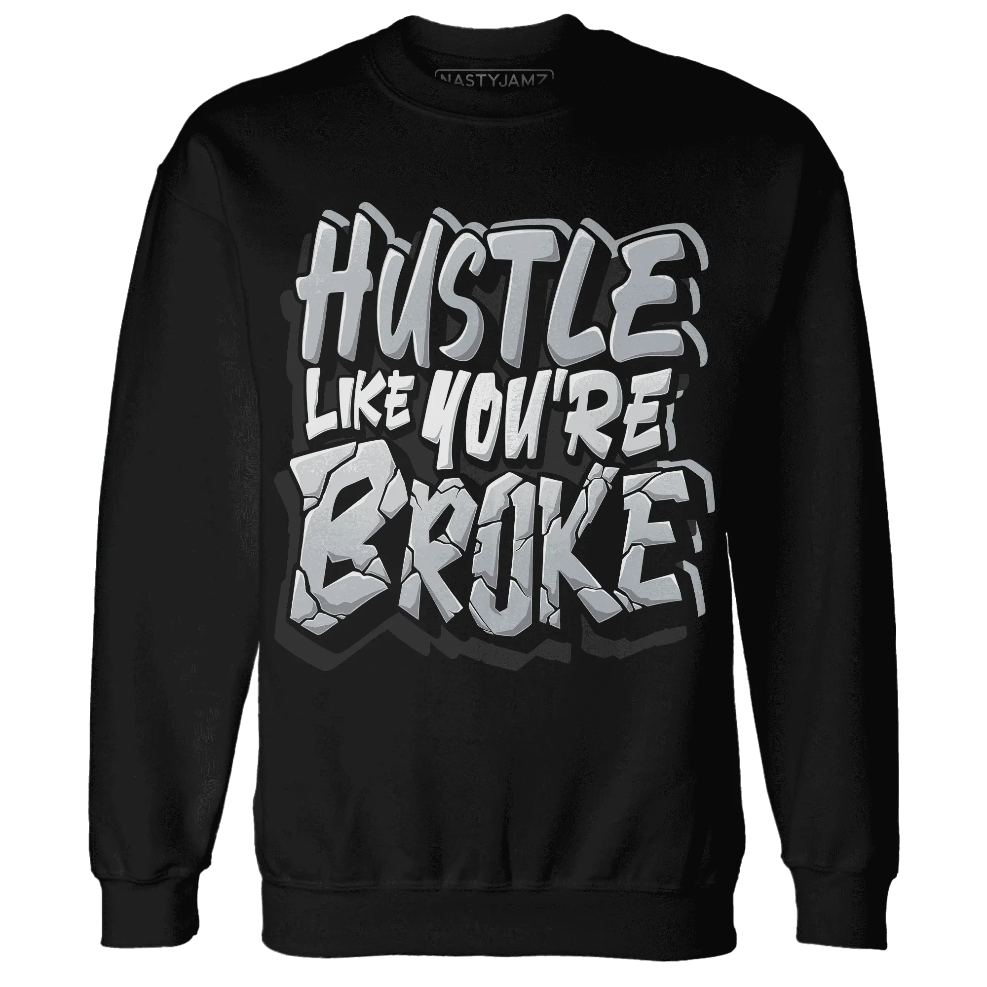 NastyJamz-Wolf-Grey-12s-Sweatshirt-Match-Hustle-Like-Broke