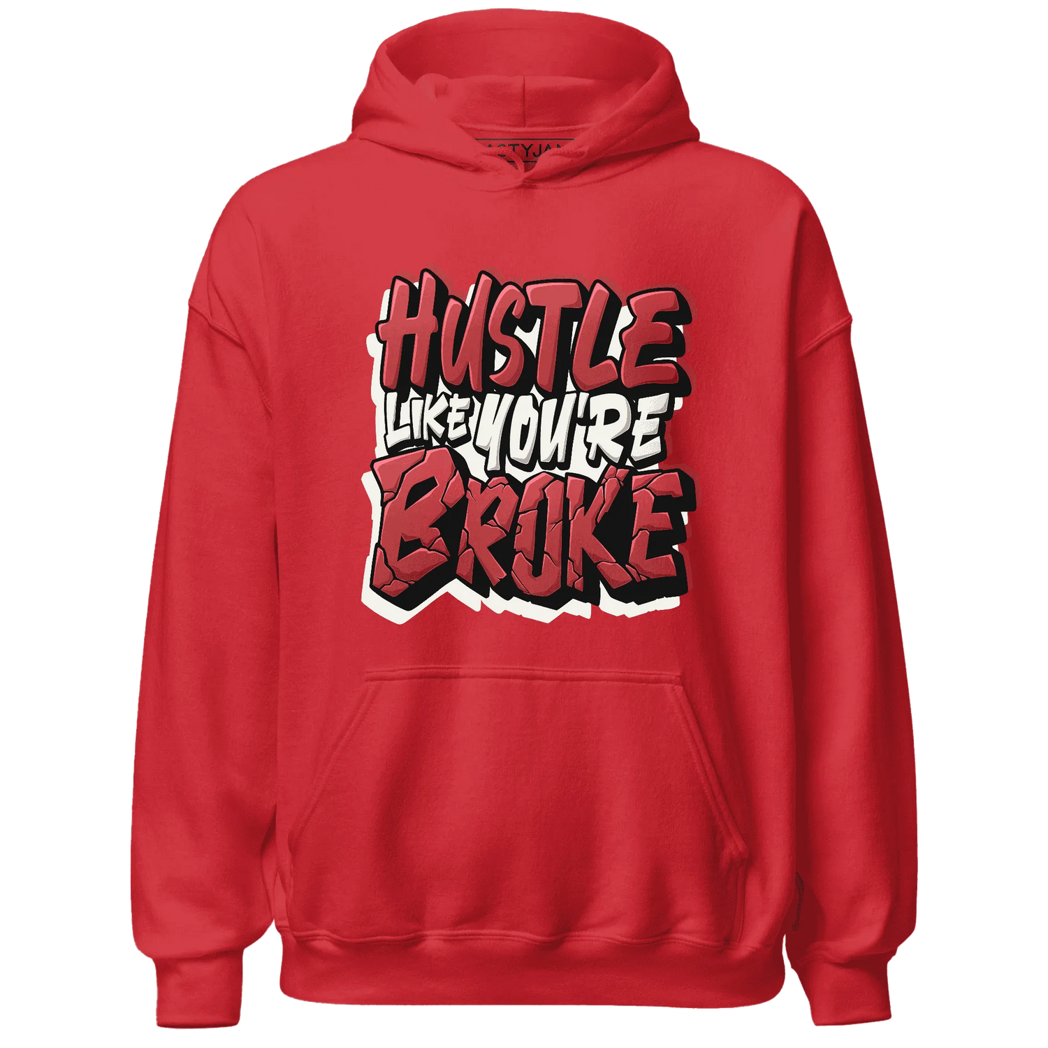Black-Toe-Reimagined-Red-White-1s-NastyJamz-Hoodie-Match-Hustle-Like-Broke