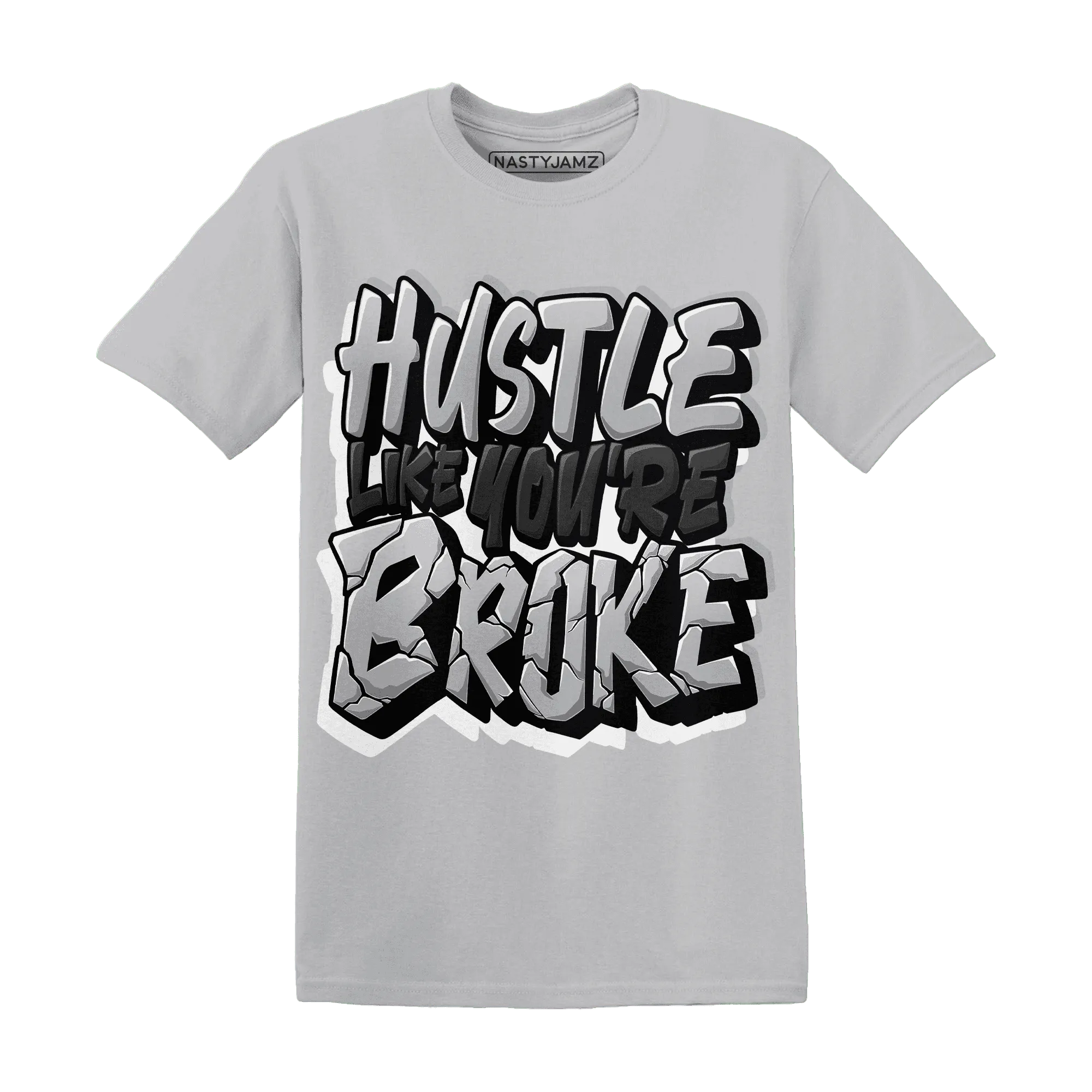 Wolf-Grey-1s-T-Shirt-Match-Hustle-Like-Broke
