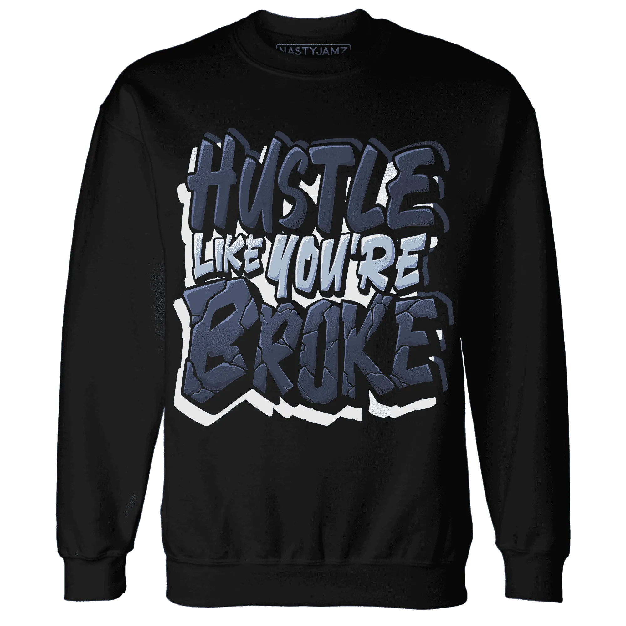 White-Navy-6s-Sweatshirt-Match-Hustle-Like-Broke