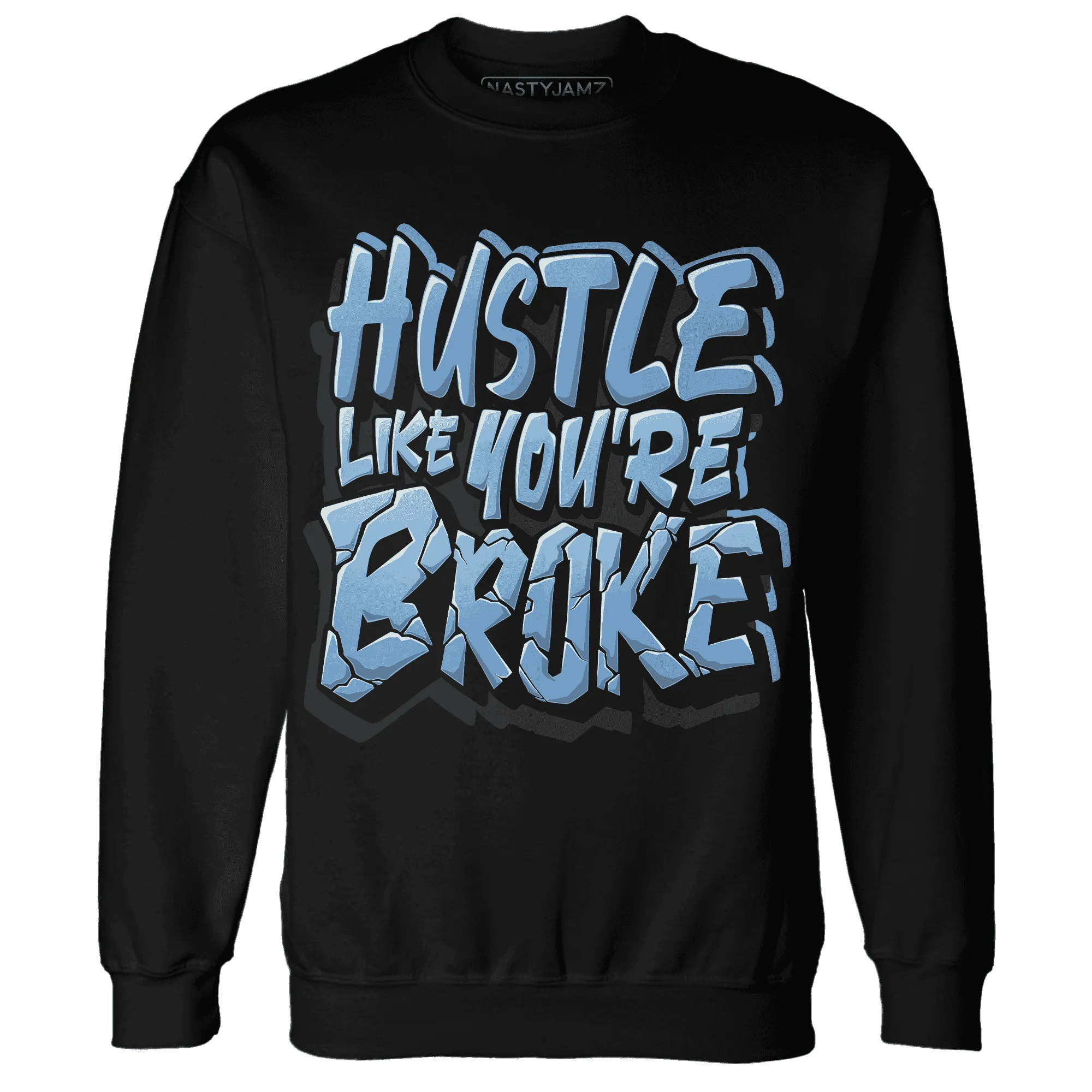 NastyJamz-AM-Plus-Black-Univercitii-Blue-Sweatshirt-Match-Hustle-Like-Broke