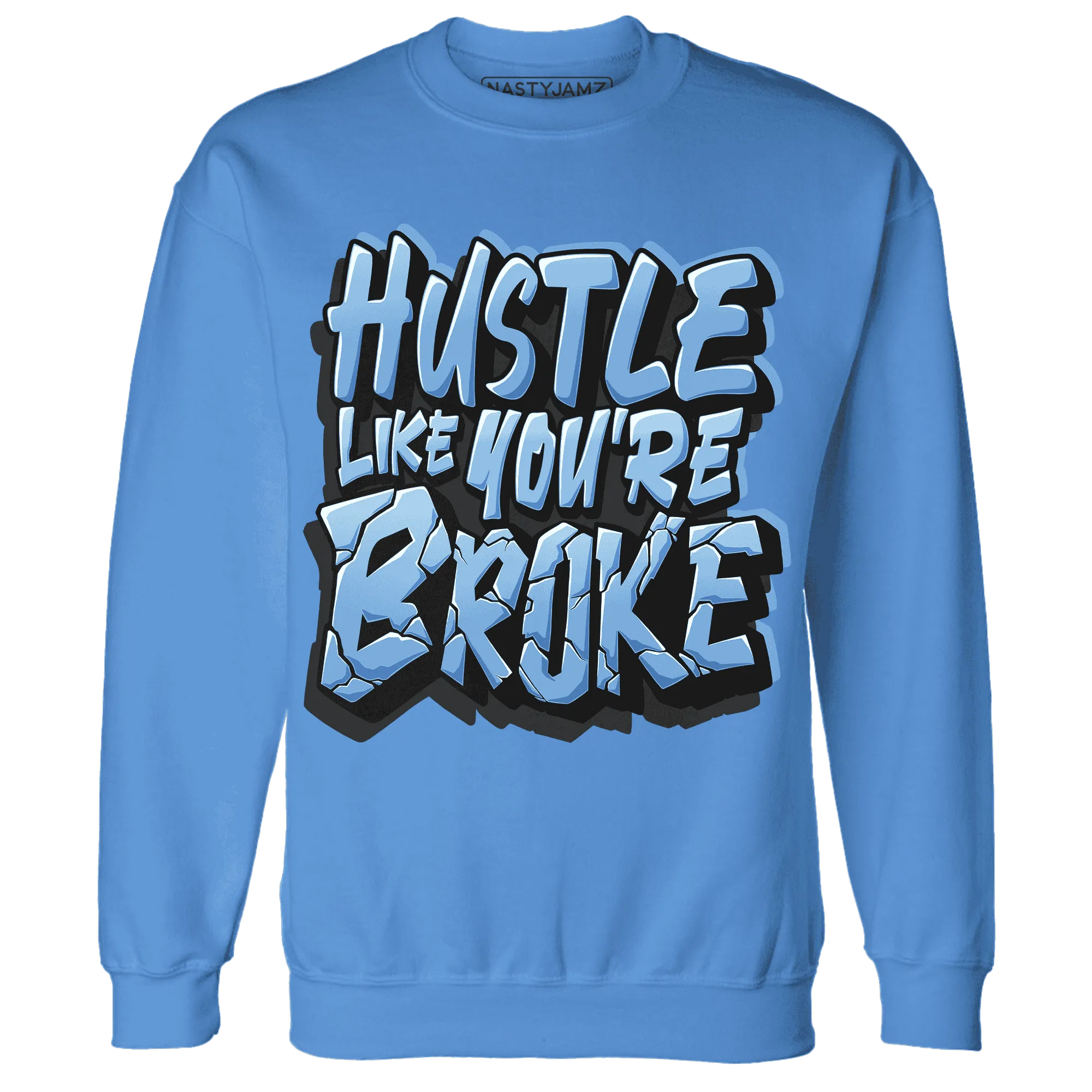 NastyJamz-AM-Plus-Black-Univercitii-Blue-Sweatshirt-Match-Hustle-Like-Broke