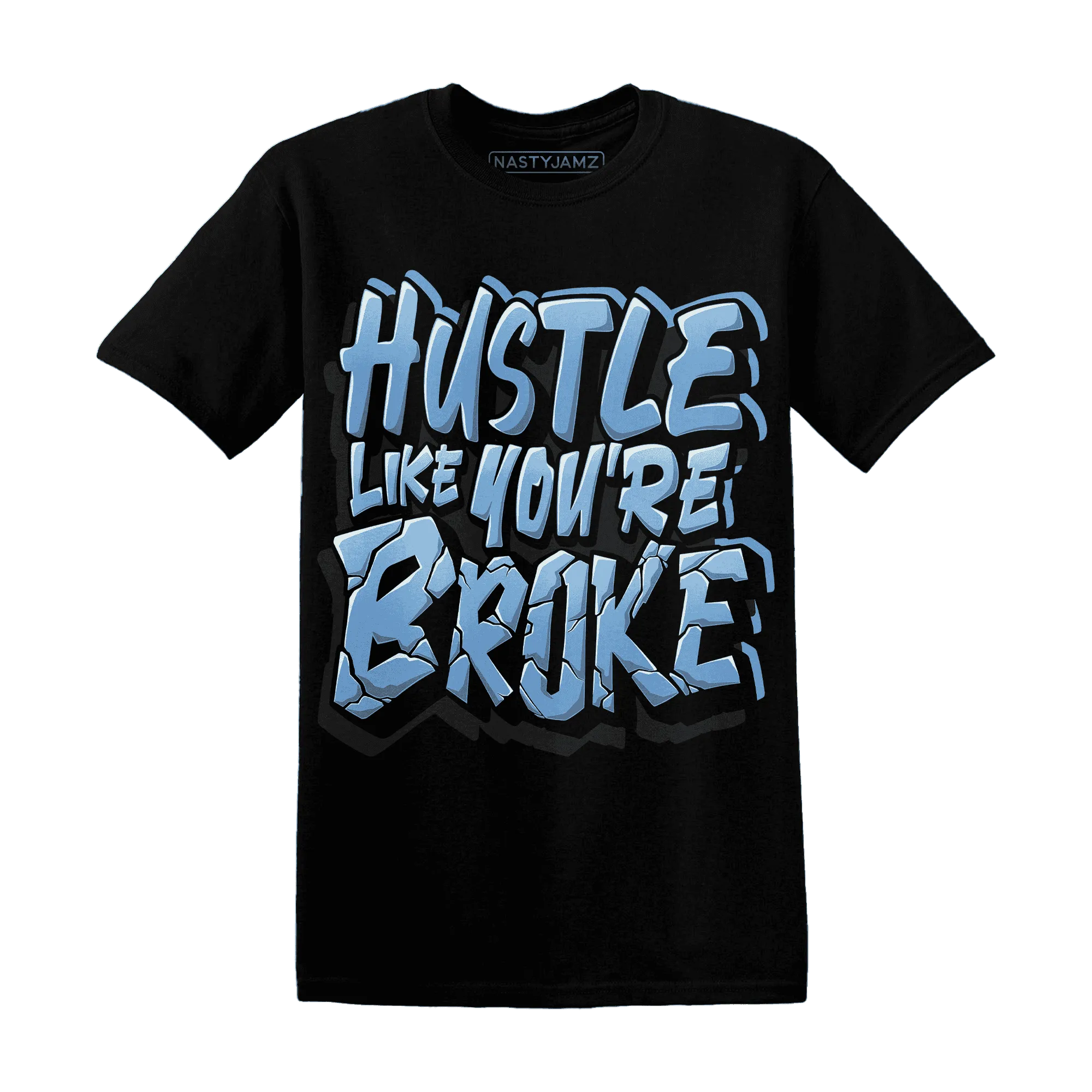 NastyJamz-AM-Plus-Black-Univercitii-Blue-T-Shirt-Match-Hustle-Like-Broke
