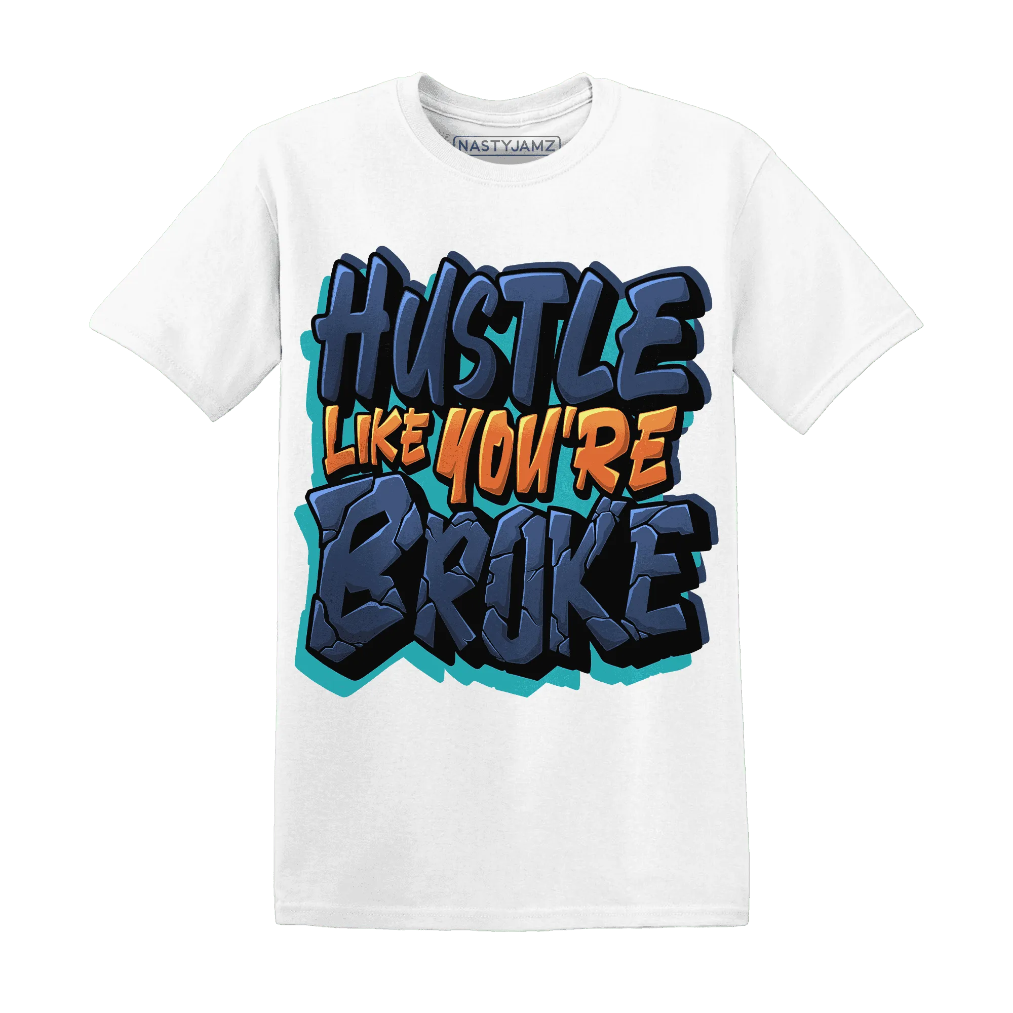 NastyJamz-AM-Plus-Drift-Midnight-Navy-Total-Orange-Dusty-Cactus-T-Shirt-Match-Hustle-Like-Broke
