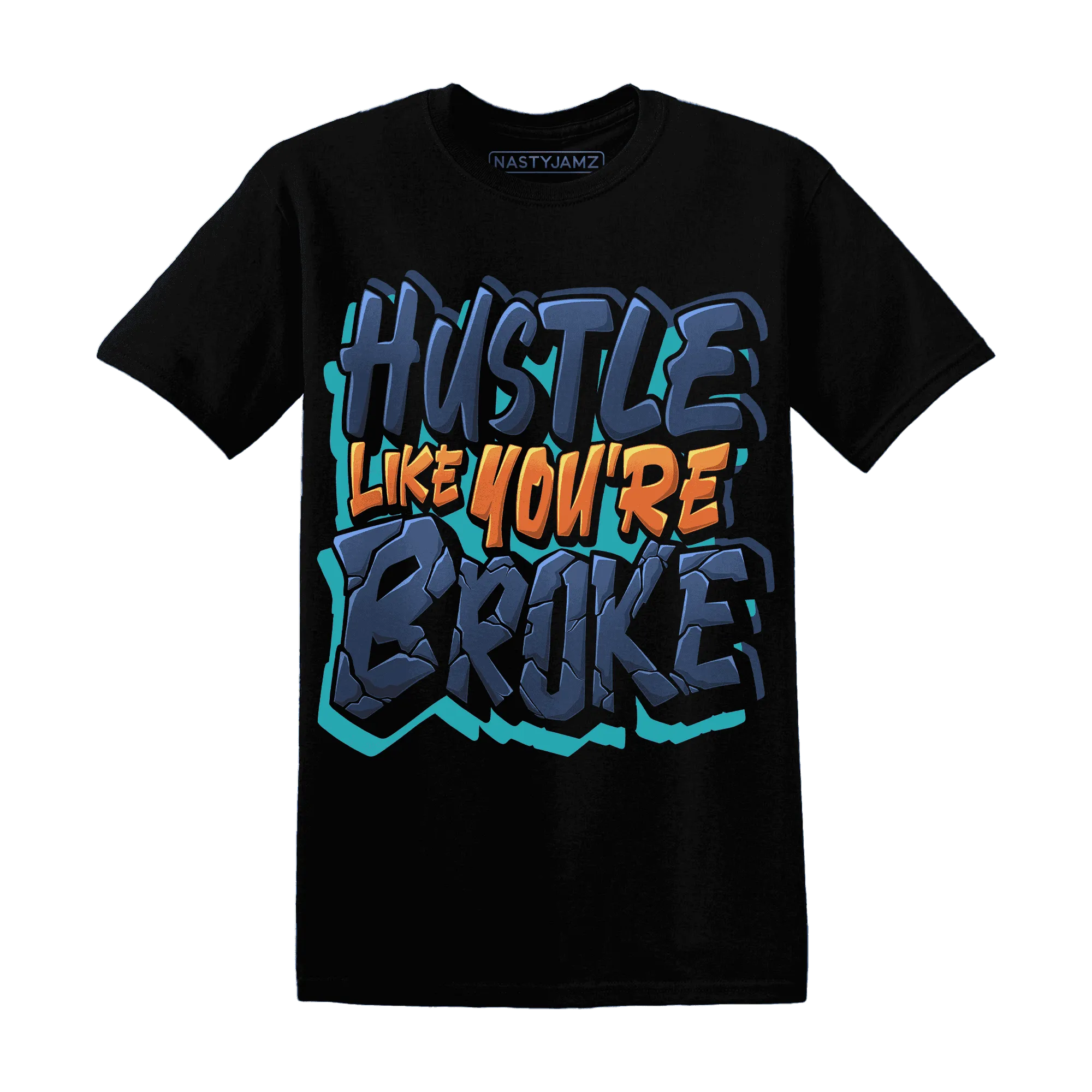 NastyJamz-AM-Plus-Drift-Midnight-Navy-Total-Orange-Dusty-Cactus-T-Shirt-Match-Hustle-Like-Broke