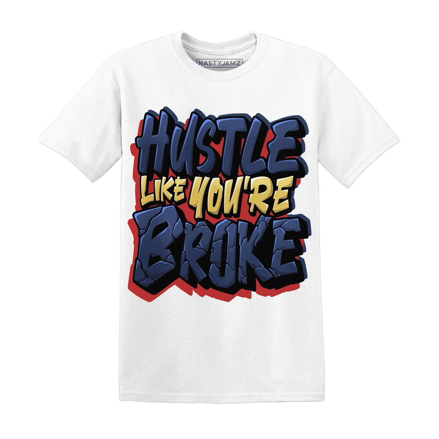 VaporMax-Air-Plus-Midnight-Navy-Gold-Black-NastyJamz-T-Shirt-Match-Hustle-Like-Broke