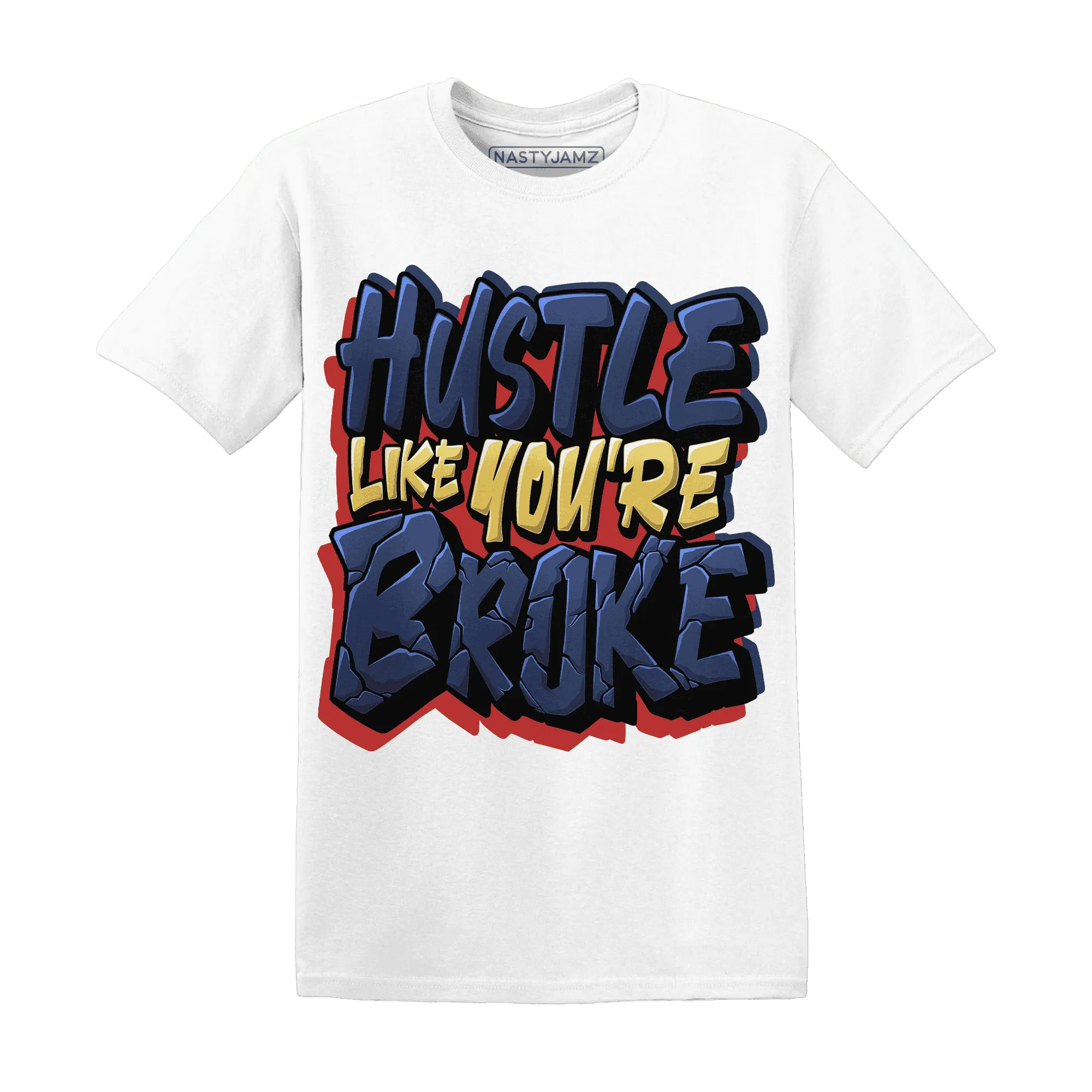 VaporMax-Air-Plus-Midnight-Navy-Gold-Black-NastyJamz-T-Shirt-Match-Hustle-Like-Broke